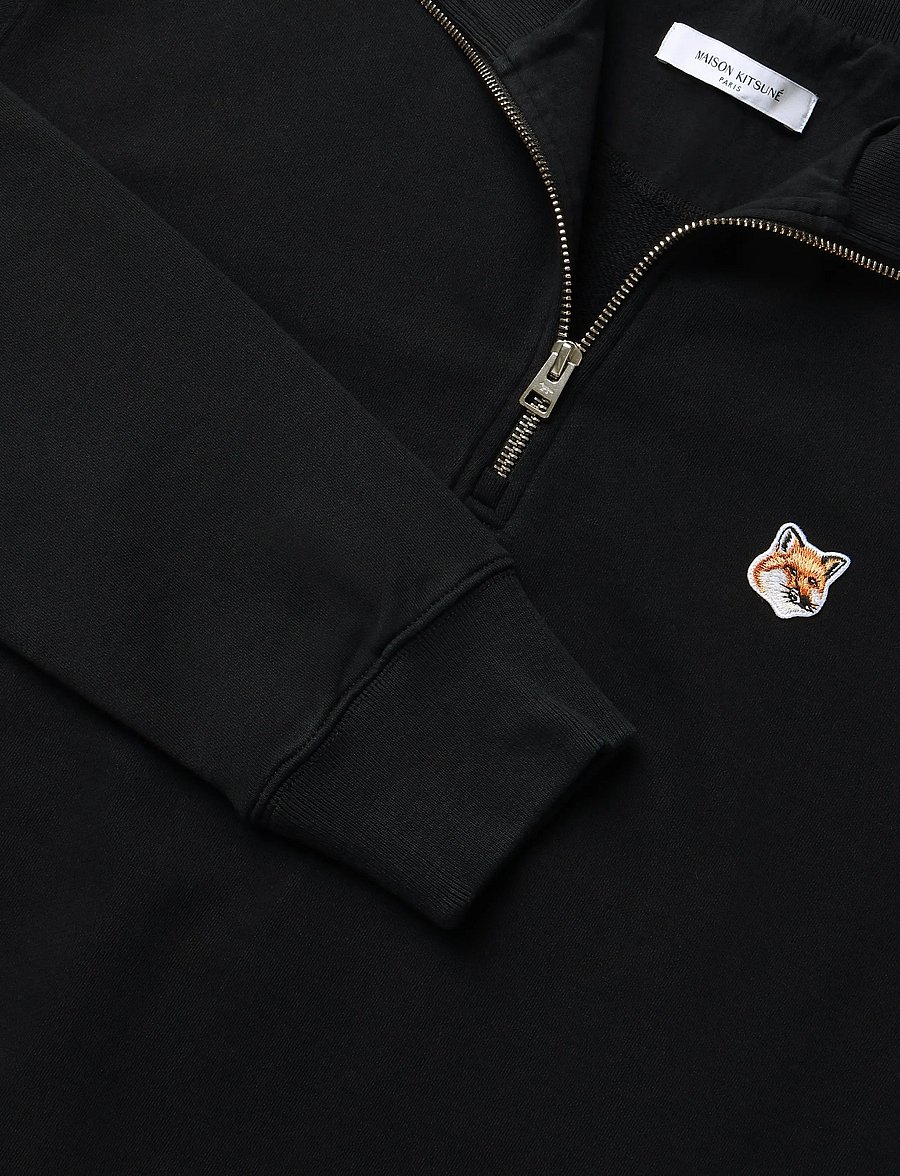 Maison Kitsune - FOX HEAD PATCH COMFORT HALF ZIP SWEATSHIRT - half zip jumpers - black - 5