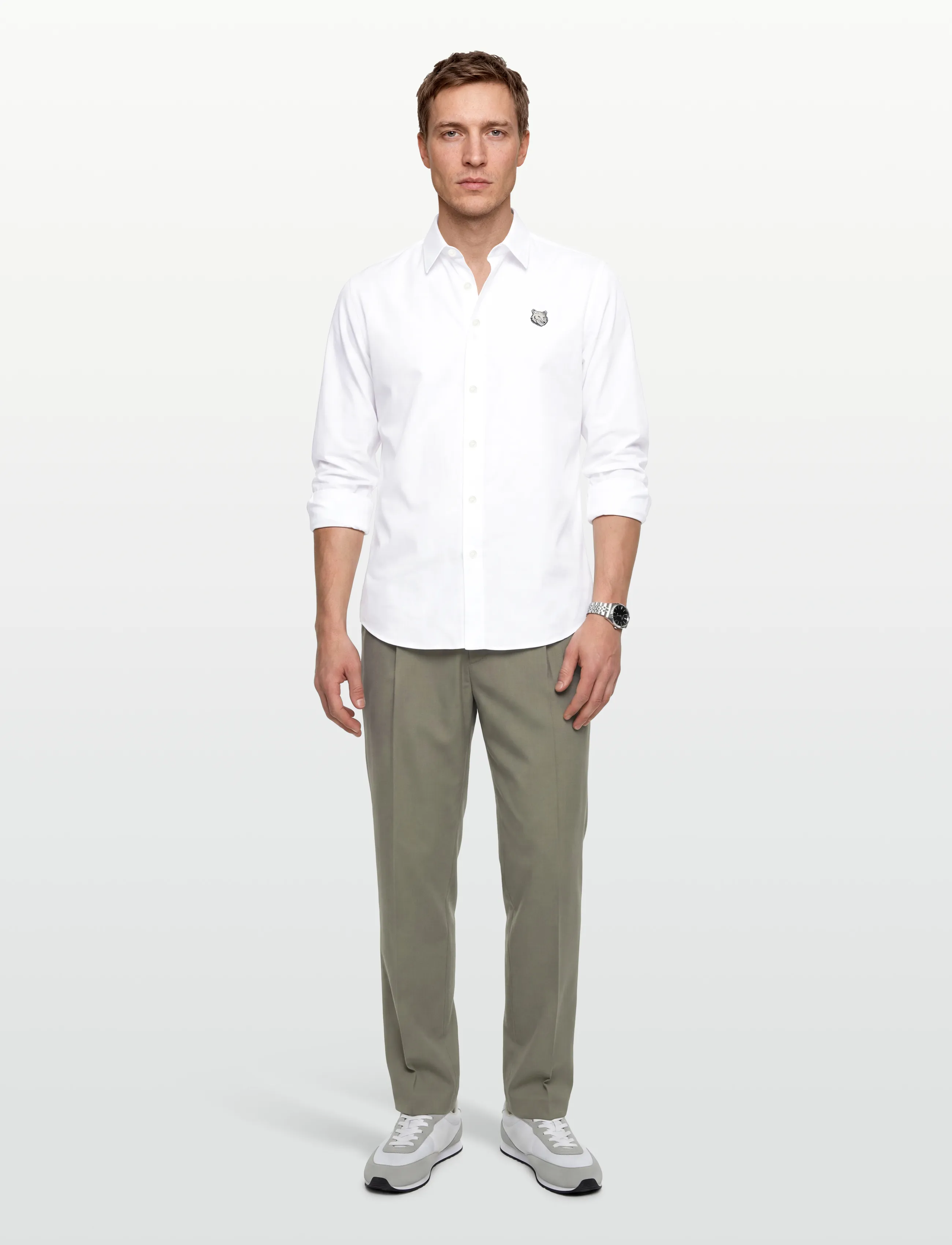 Maison Kitsune - BOLD FOX HEAD CASUAL SHIRT - casual shirts - white - 0