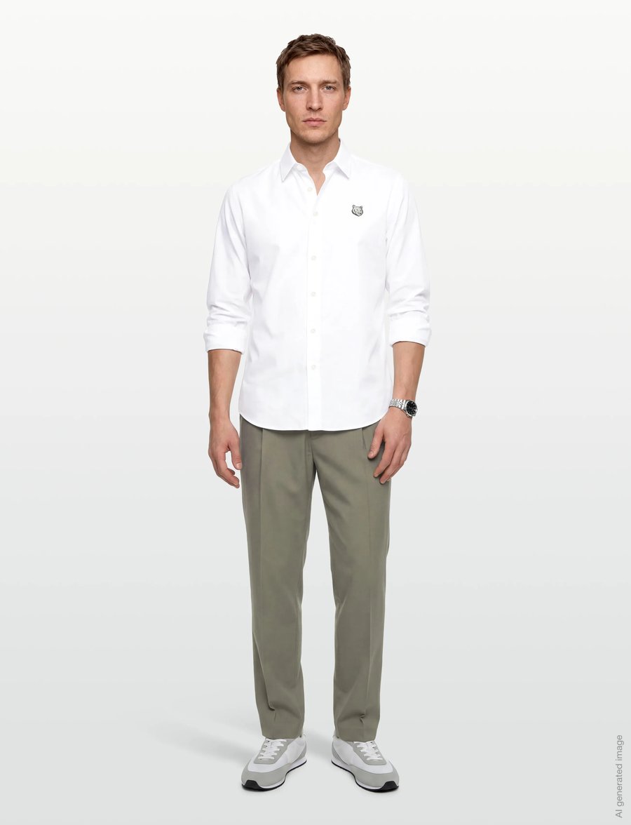 Maison Kitsune - BOLD FOX HEAD CASUAL SHIRT - casual shirts - white - 0