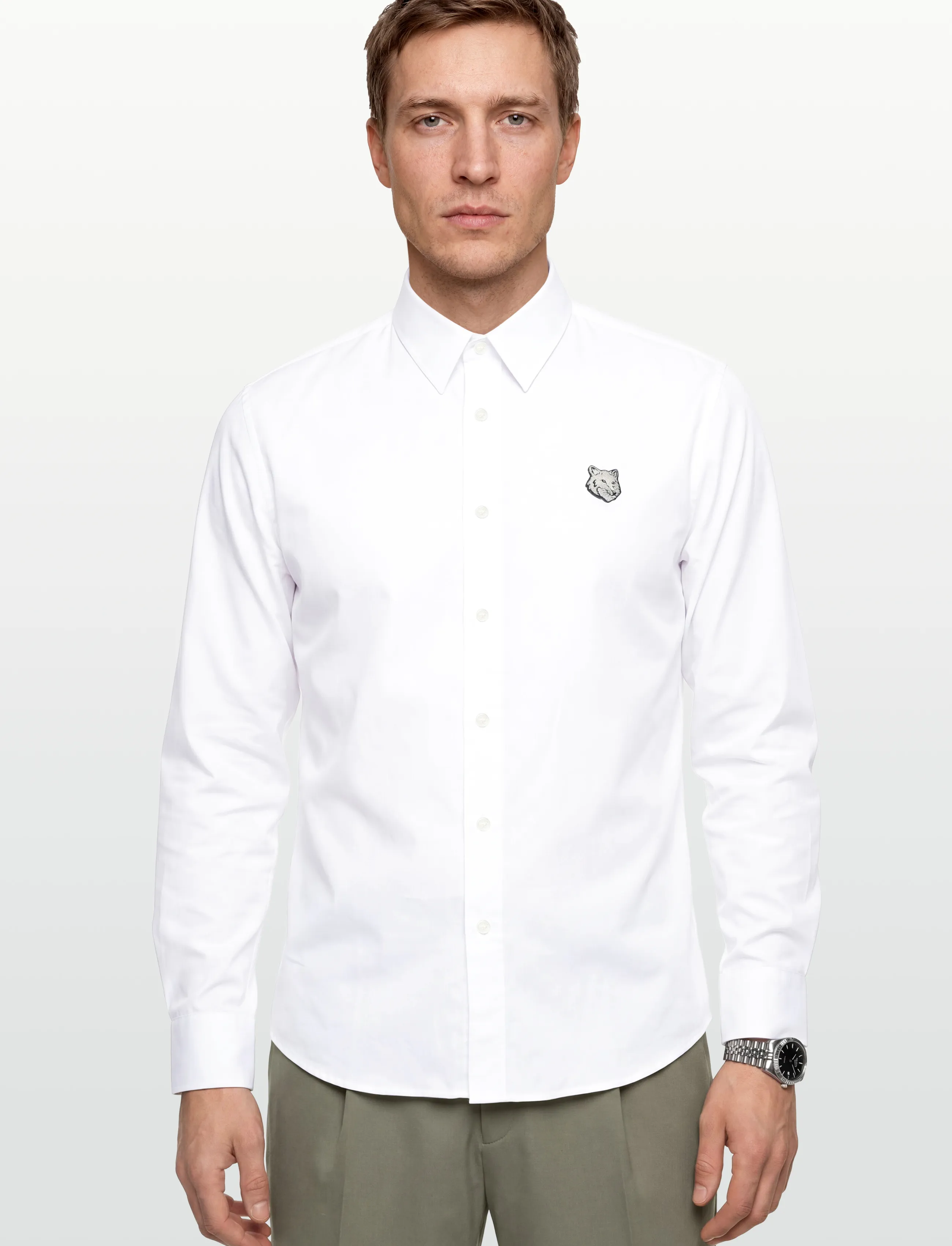 Maison Kitsune - BOLD FOX HEAD CASUAL SHIRT - casual shirts - white - 3