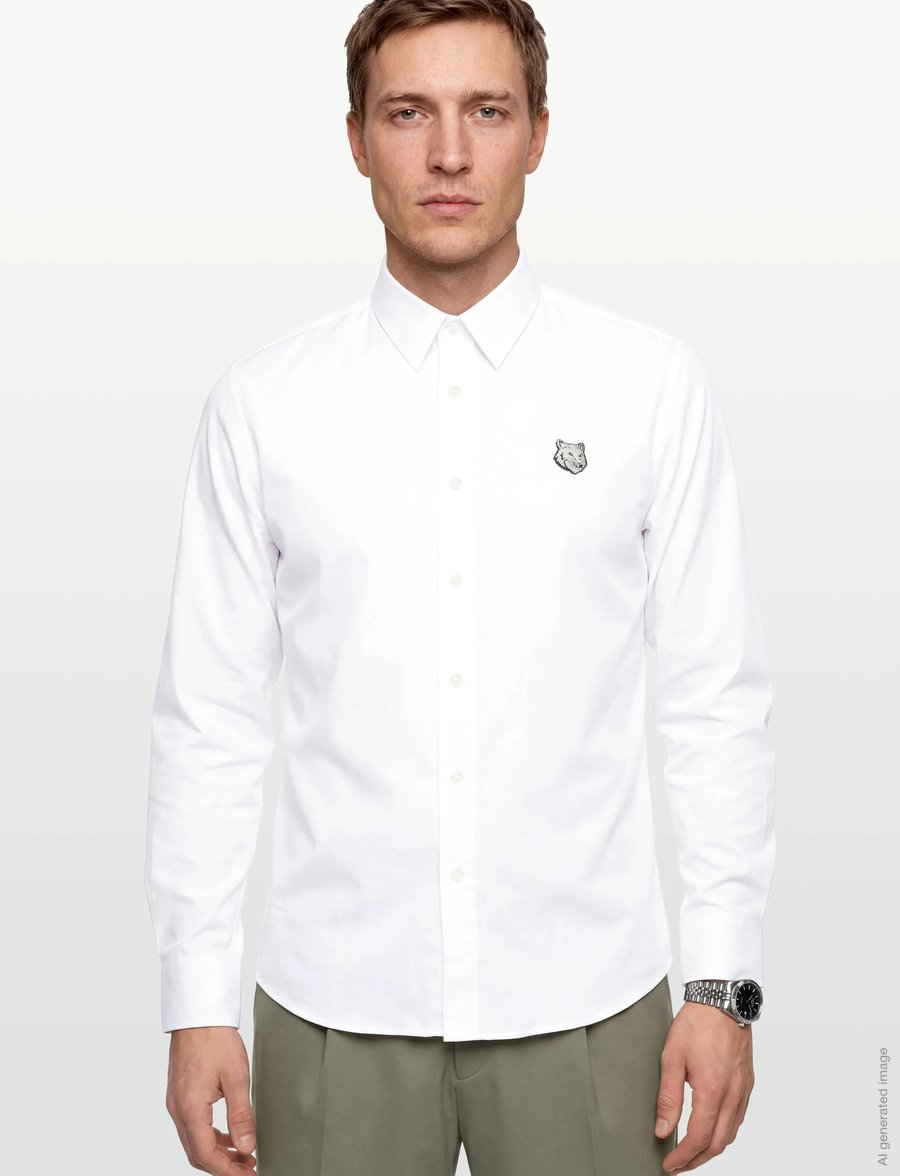Maison Kitsune - BOLD FOX HEAD CASUAL SHIRT - casual shirts - white - 3