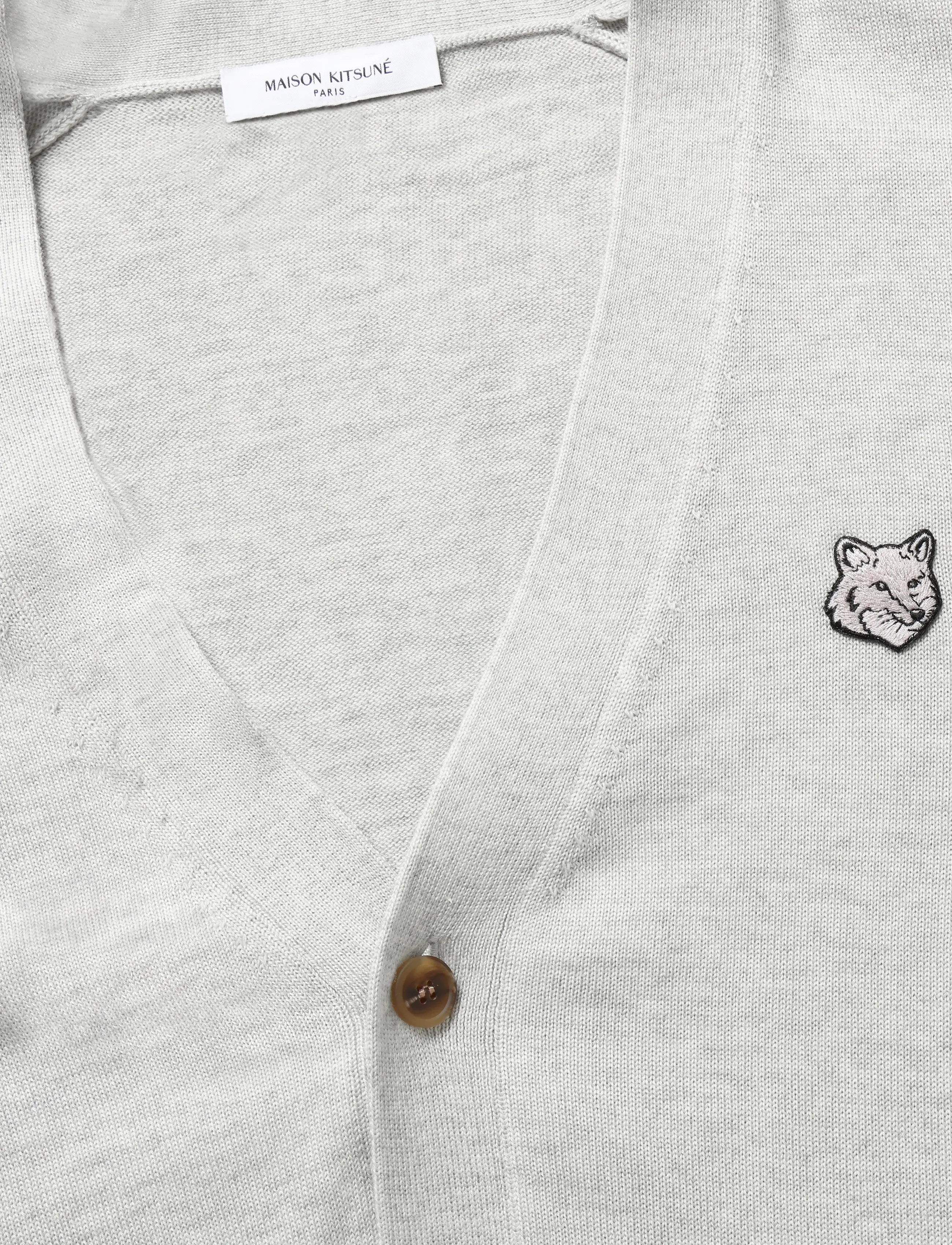 Maison Kitsune - BOLD FOX HEAD PATCH REGULAR CARDIGAN - light grey melange - 5