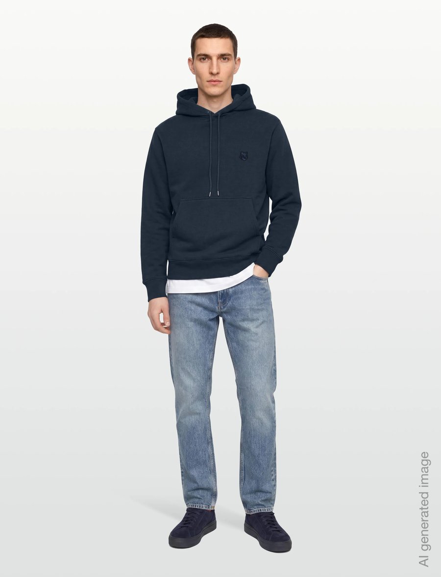 Maison Kitsune - BOLD FOX HEAD PATCH COMFORT HOODIE - hoodies - ink blue - 0