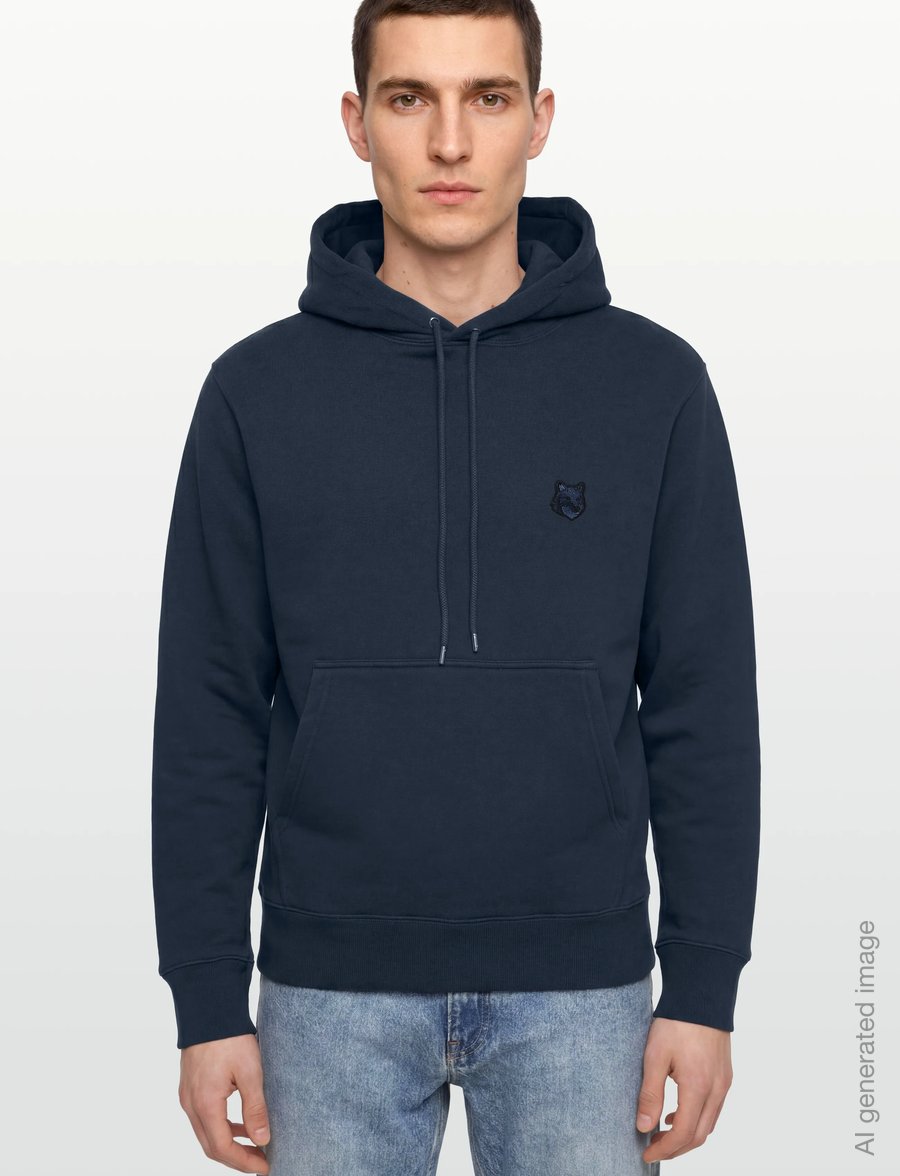 Maison Kitsune - BOLD FOX HEAD PATCH COMFORT HOODIE - hoodies - ink blue - 3