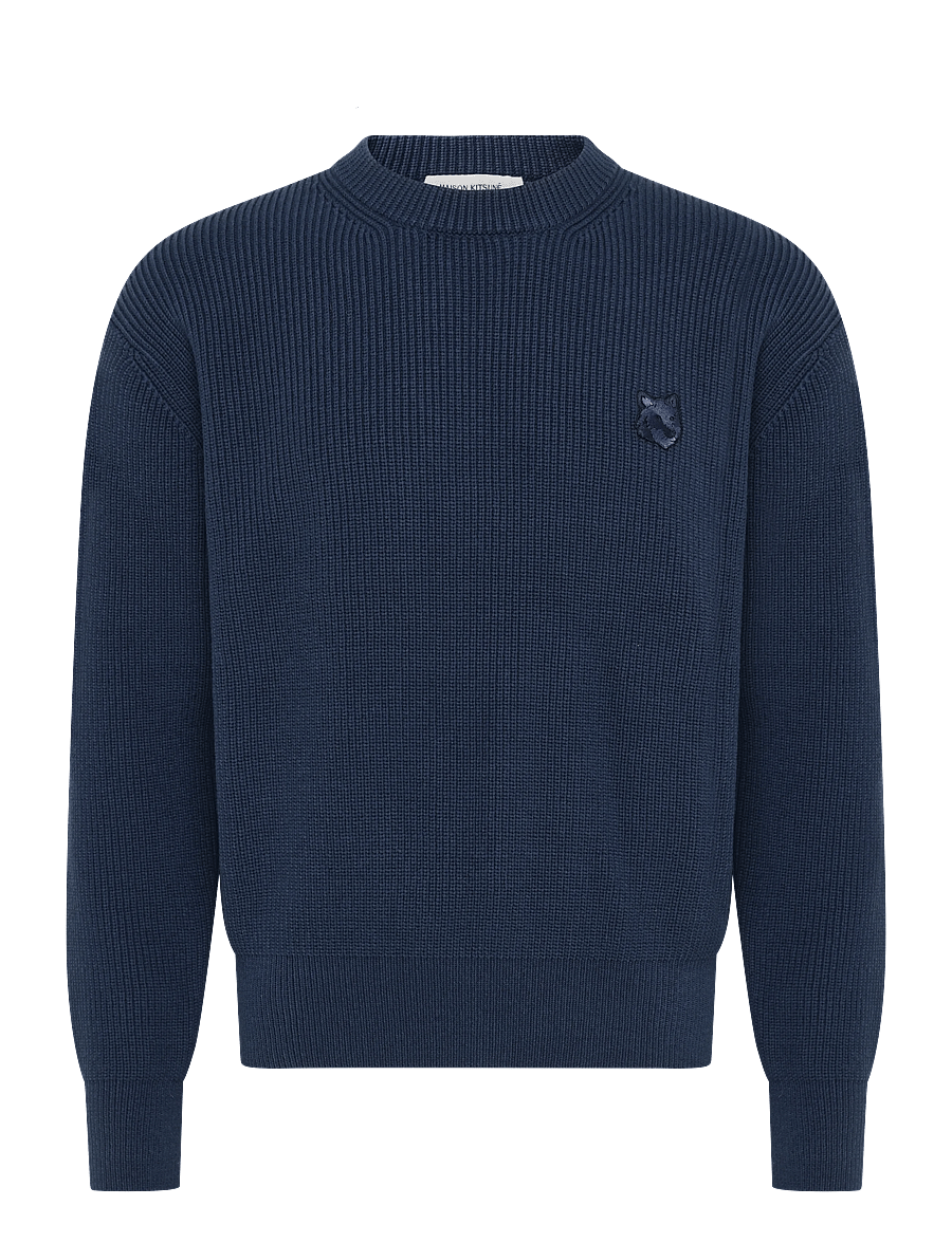 Maison Kitsune - BOLD FOX HEAD PATCH COMFORT RIBBED JUMPER - rundhals - ink blue - 0