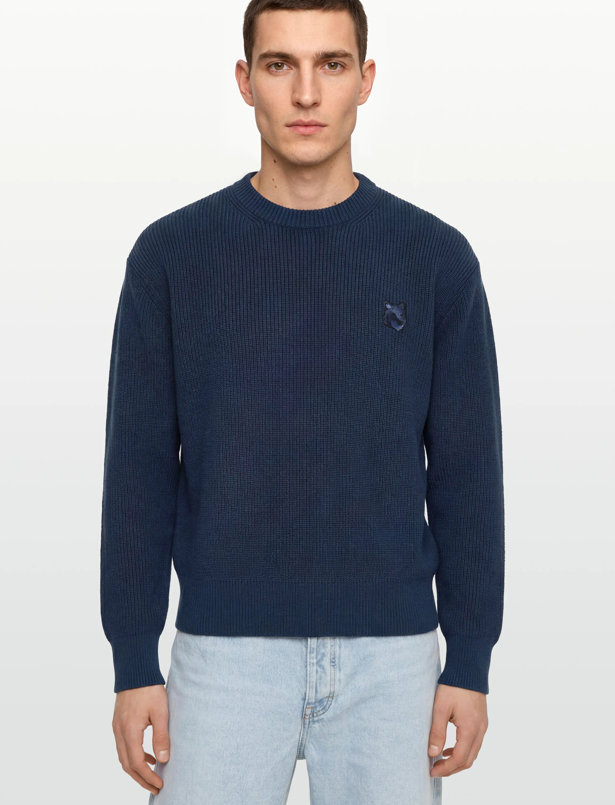 Maison Kitsune - BOLD FOX HEAD PATCH COMFORT RIBBED JUMPER - rund hals - ink blue - 3