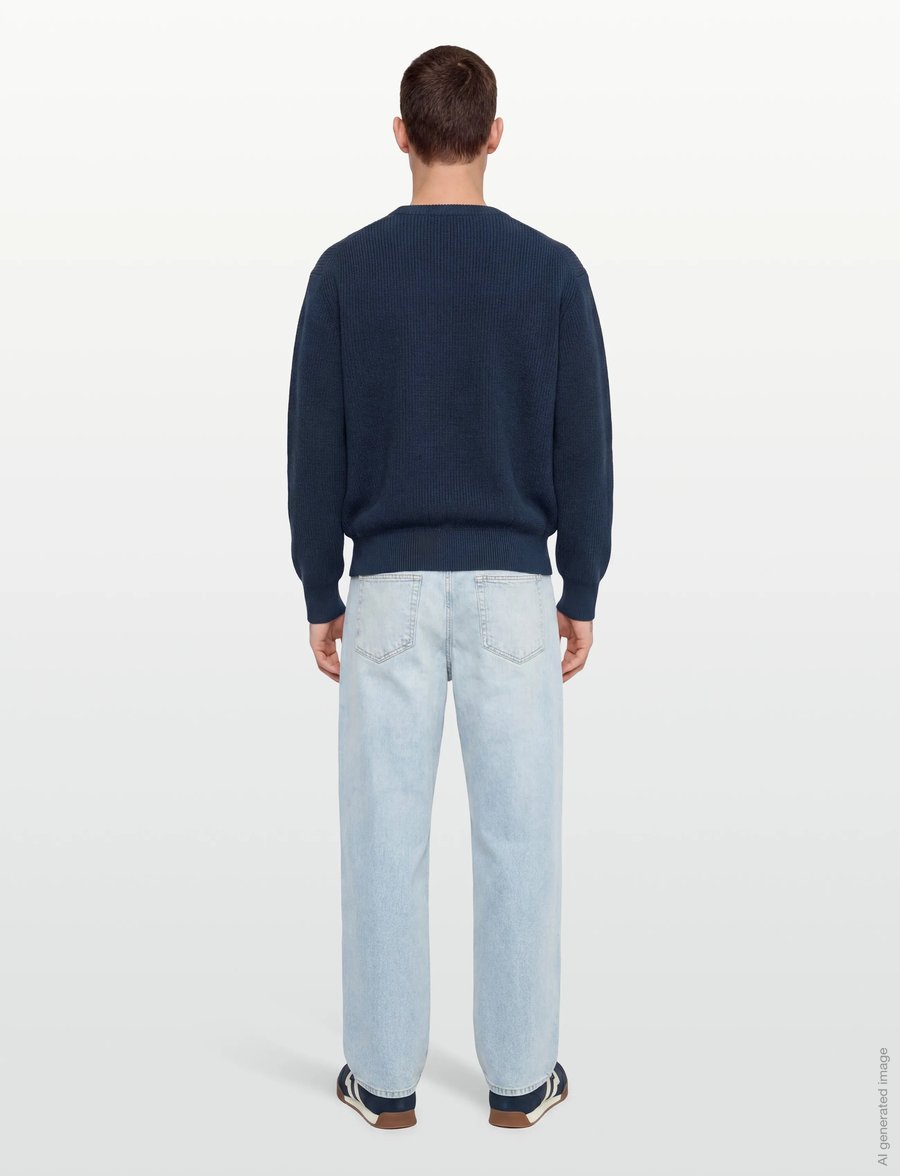 Maison Kitsune - BOLD FOX HEAD PATCH COMFORT RIBBED JUMPER - Ümara kaelusega - ink blue - 4