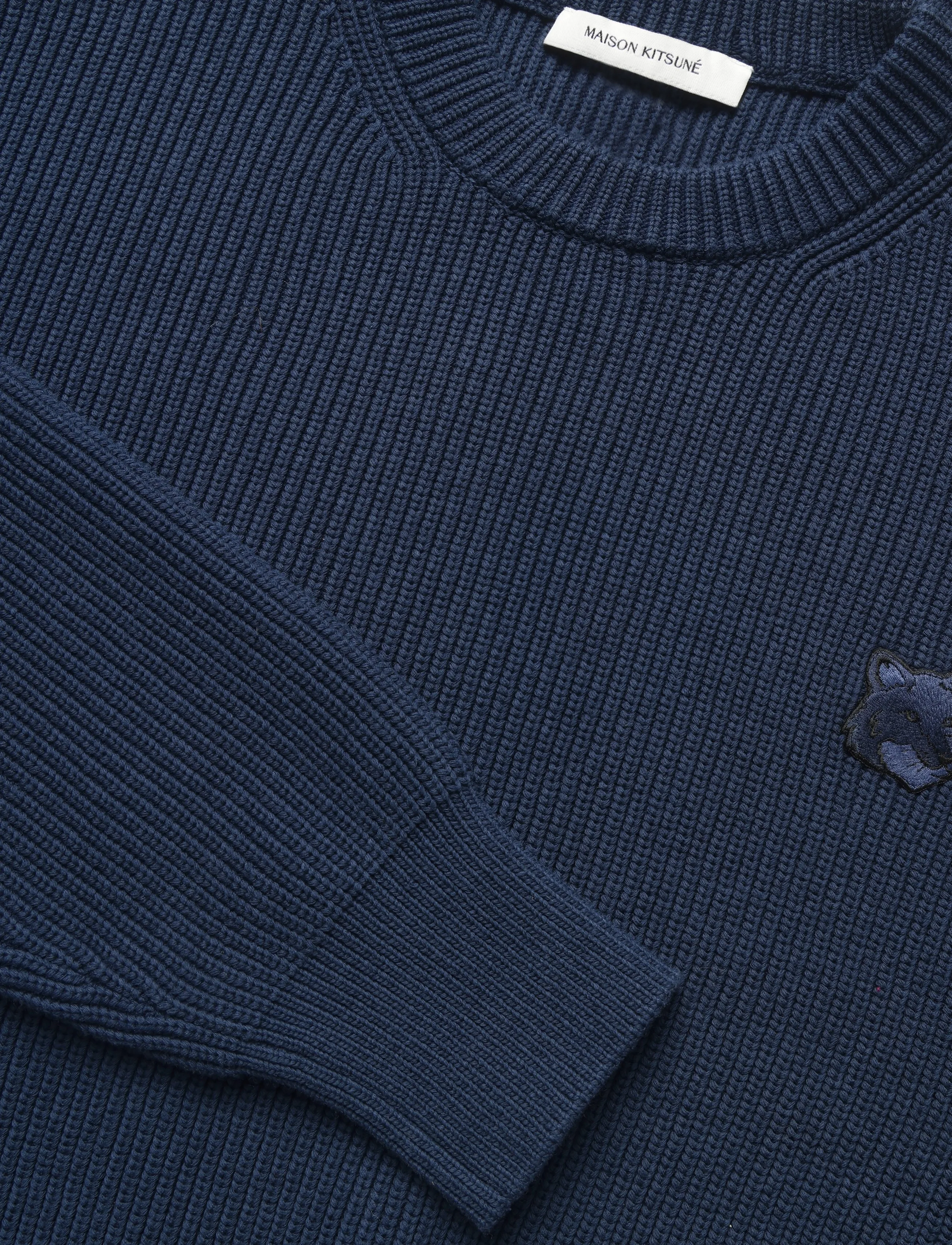 Maison Kitsune - BOLD FOX HEAD PATCH COMFORT RIBBED JUMPER - ink blue - 2