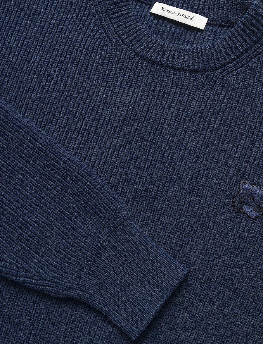Maison Kitsune - BOLD FOX HEAD PATCH COMFORT RIBBED JUMPER - rundhals - ink blue - 2
