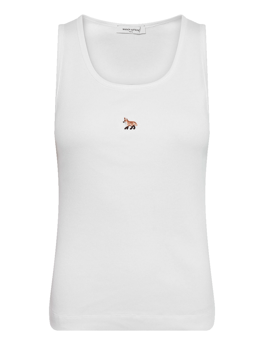Maison Kitsune - BABY FOX RIBBED TANK TOP - varrukateta topid - white - 1