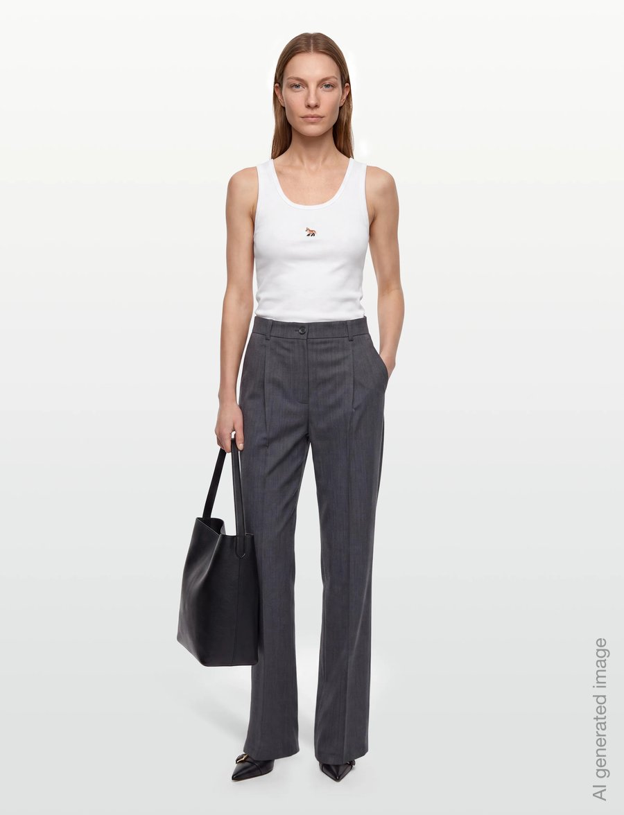 Maison Kitsune - BABY FOX RIBBED TANK TOP - varrukateta topid - white - 0
