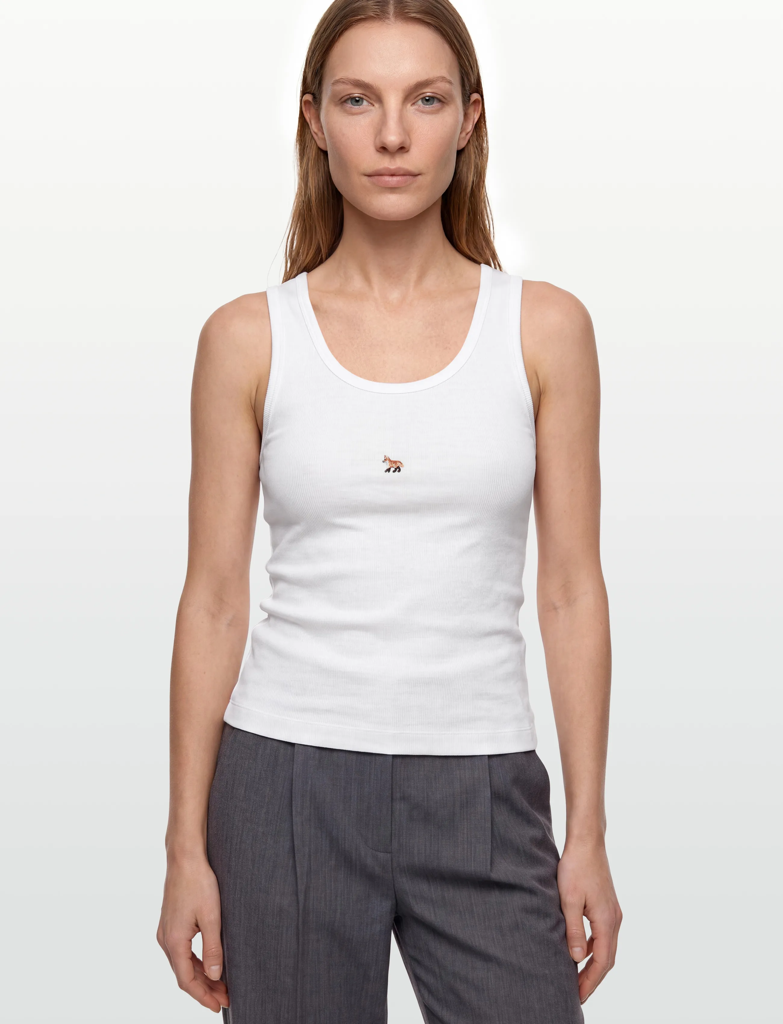 Maison Kitsune - BABY FOX RIBBED TANK TOP - varrukateta topid - white - 3