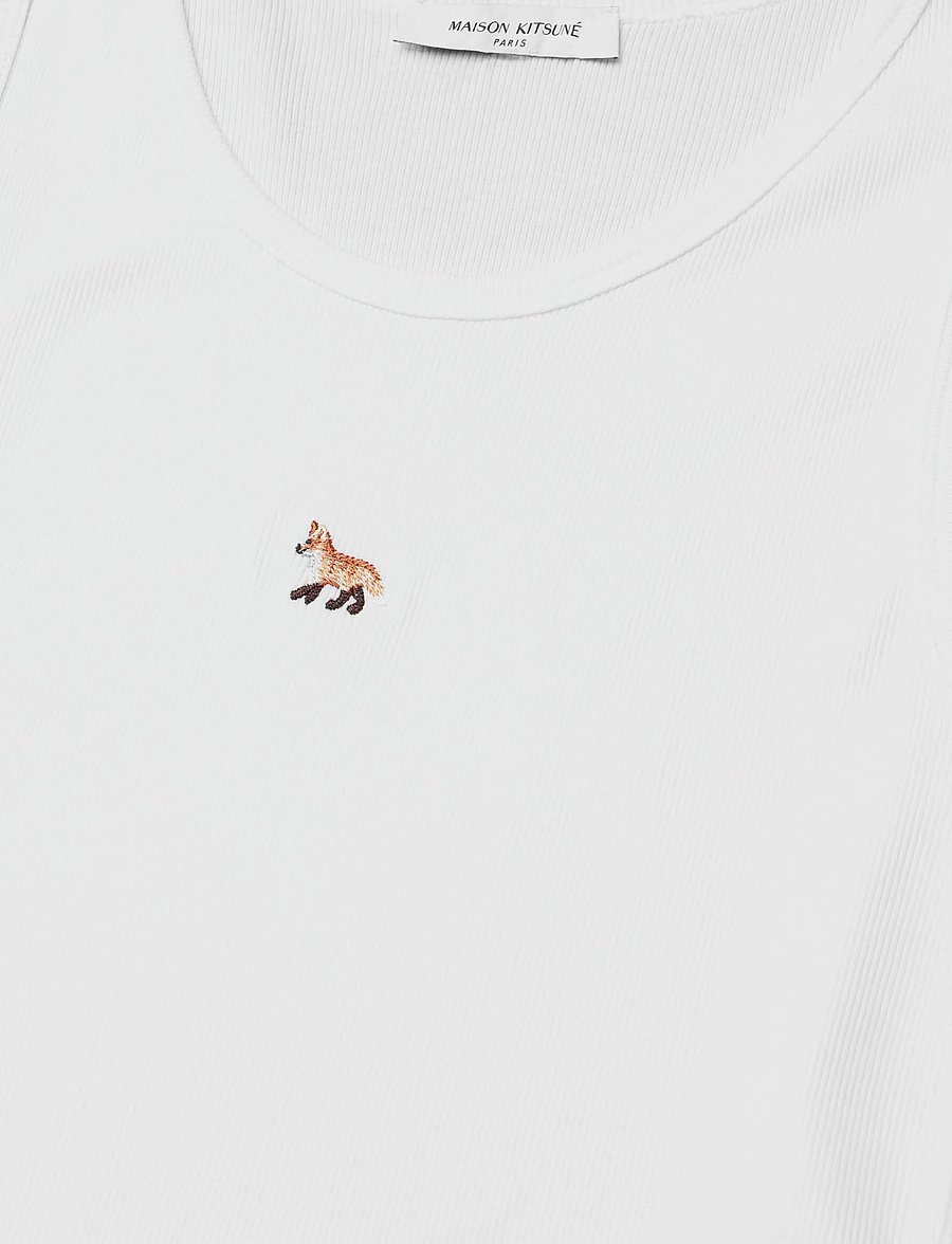 Maison Kitsune - BABY FOX RIBBED TANK TOP - varrukateta topid - white - 5
