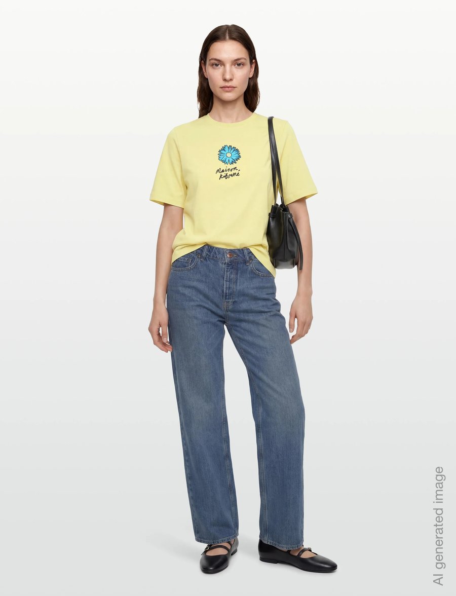 Maison Kitsune - FLOATING FLOWER COMFORT TEE-SHIRT - t-shirts - lemonade - 0
