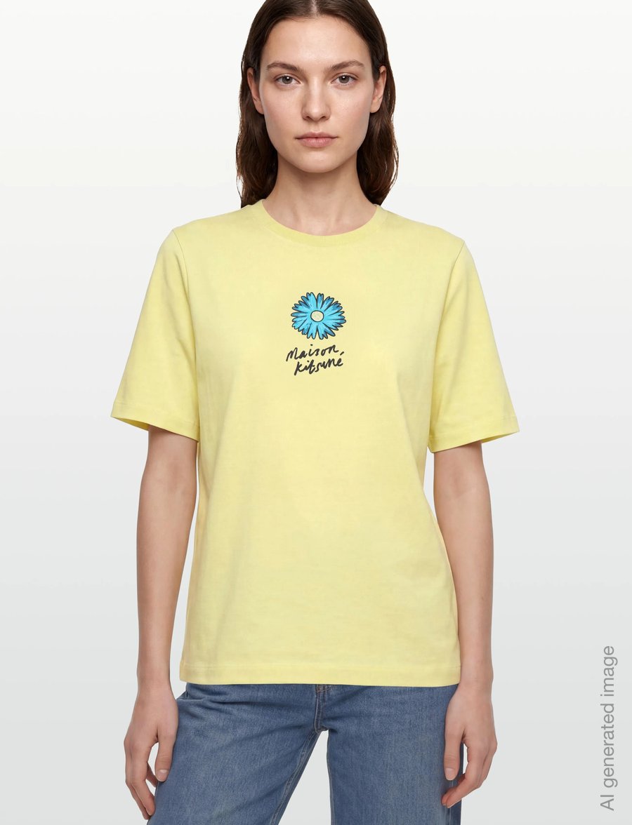 Maison Kitsune - FLOATING FLOWER COMFORT TEE-SHIRT - t-shirts - lemonade - 3
