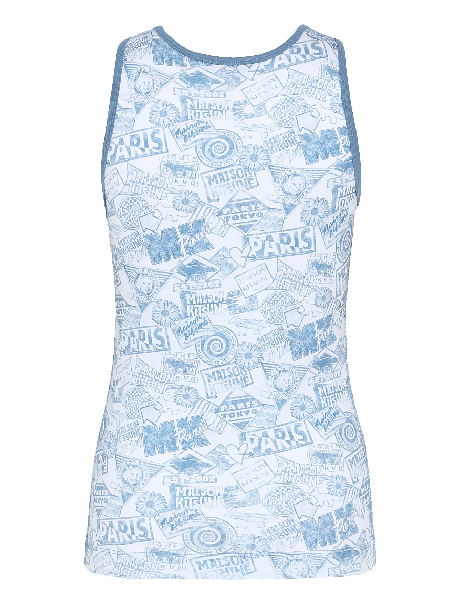 Maison Kitsune - SURF COLLAGE ALL-OVER TANK TOP - sleeveless tops - hampton blue - 1