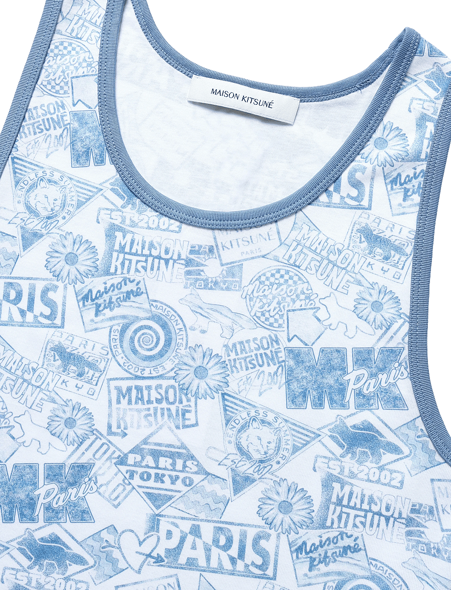 Maison Kitsune - SURF COLLAGE ALL-OVER TANK TOP - sleeveless tops - hampton blue - 2