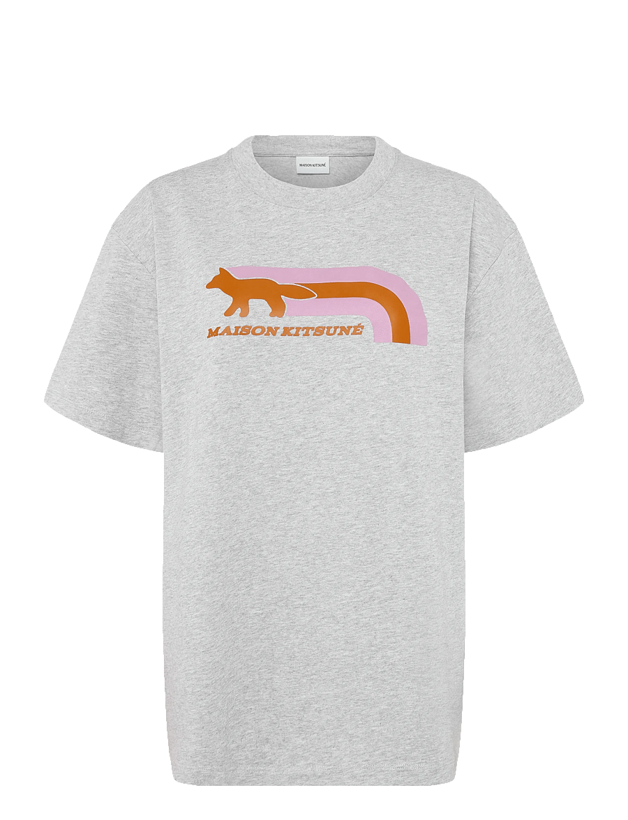 Maison Kitsune - FLASH FOX RELAXED TEE-SHIRT - t-shirts - light grey melange - 0