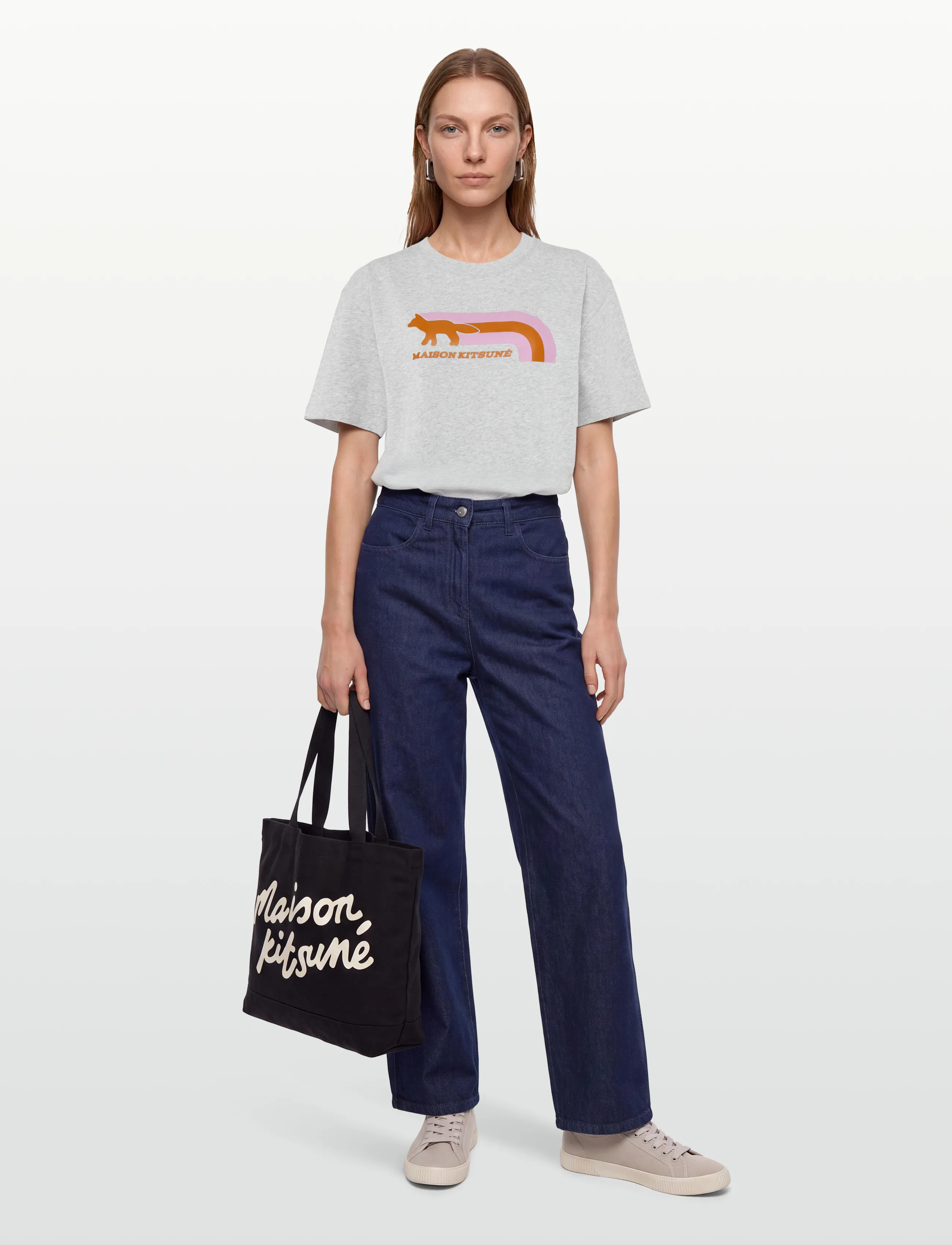 Maison Kitsune - FLASH FOX RELAXED TEE-SHIRT - t-särgid - light grey melange - 0