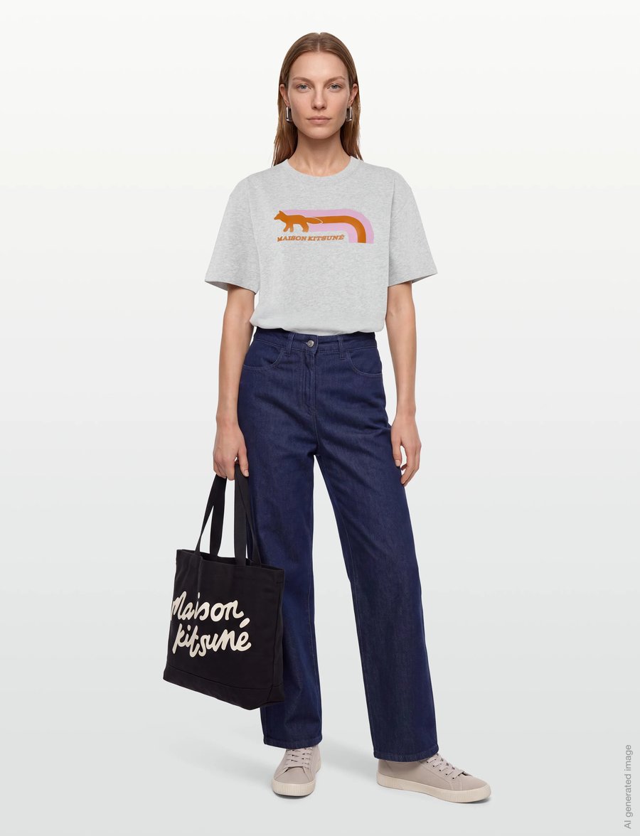 Maison Kitsune - FLASH FOX RELAXED TEE-SHIRT - t-särgid - light grey melange - 0