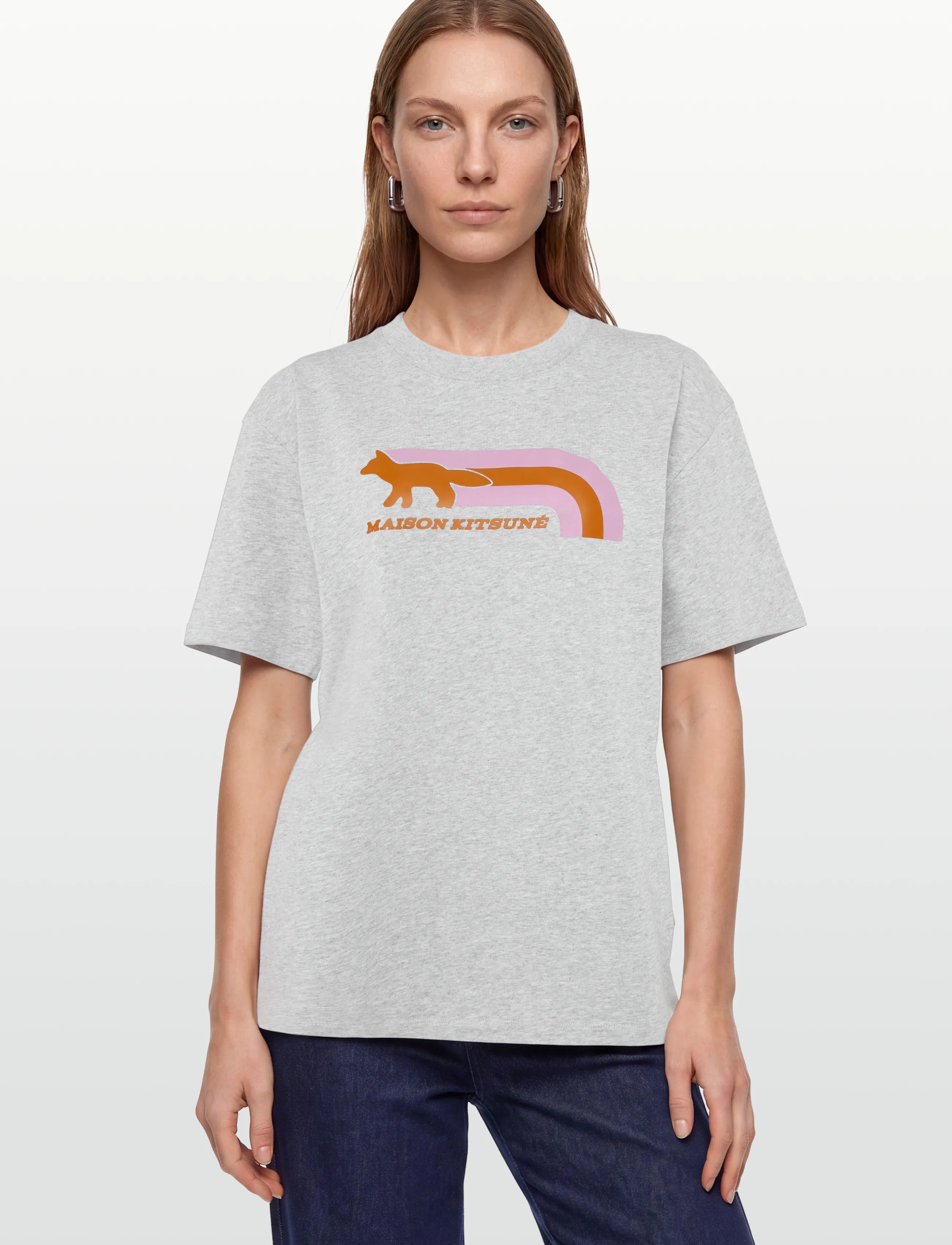 Maison Kitsune - FLASH FOX RELAXED TEE-SHIRT - t-särgid - light grey melange - 3
