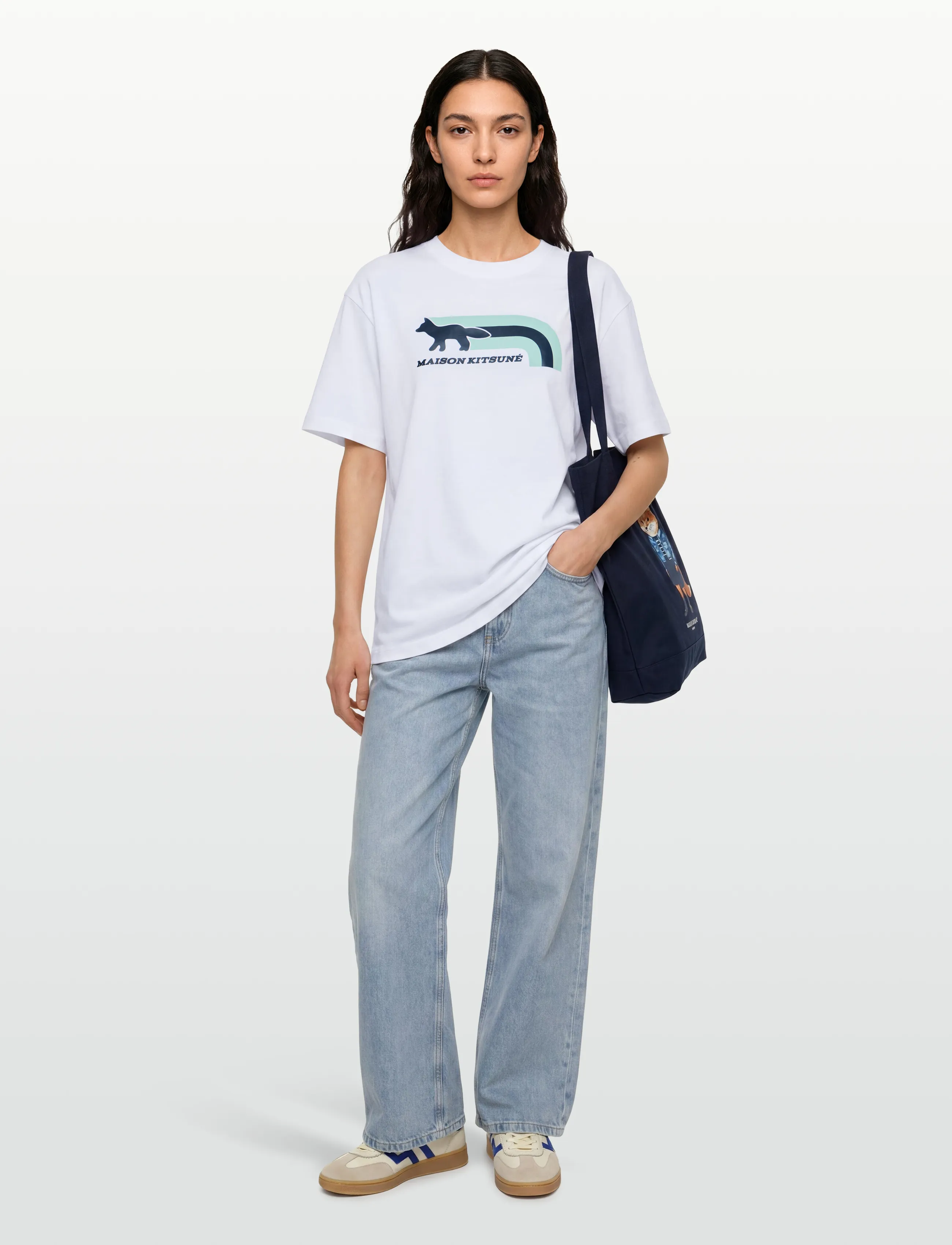 Maison Kitsune Flash Fox Relaxed Tee-Shirt, M, White, T-Shirts & Toppe > Kortærmede, Dame