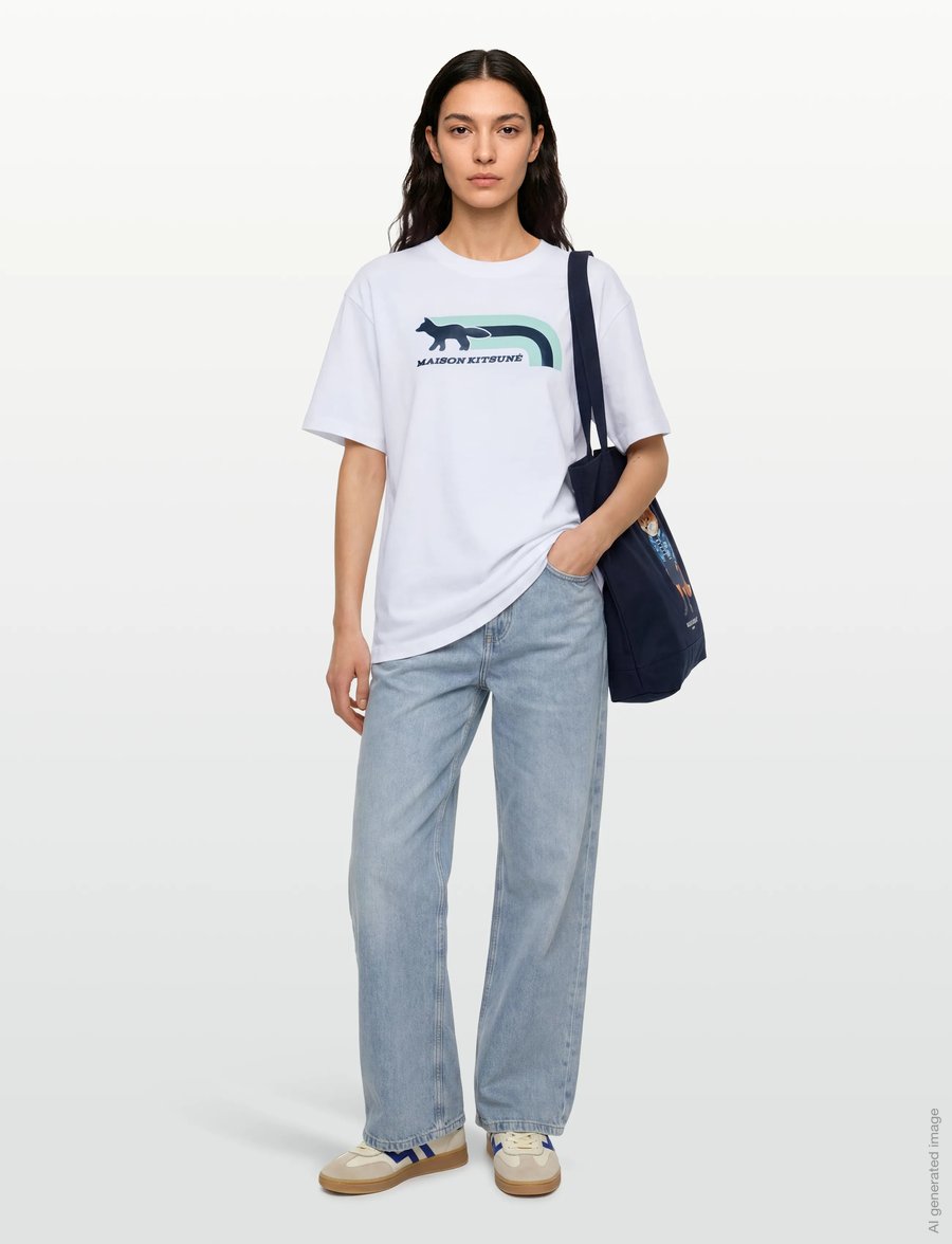 Maison Kitsune - FLASH FOX RELAXED TEE-SHIRT - t-shirts - white - 0