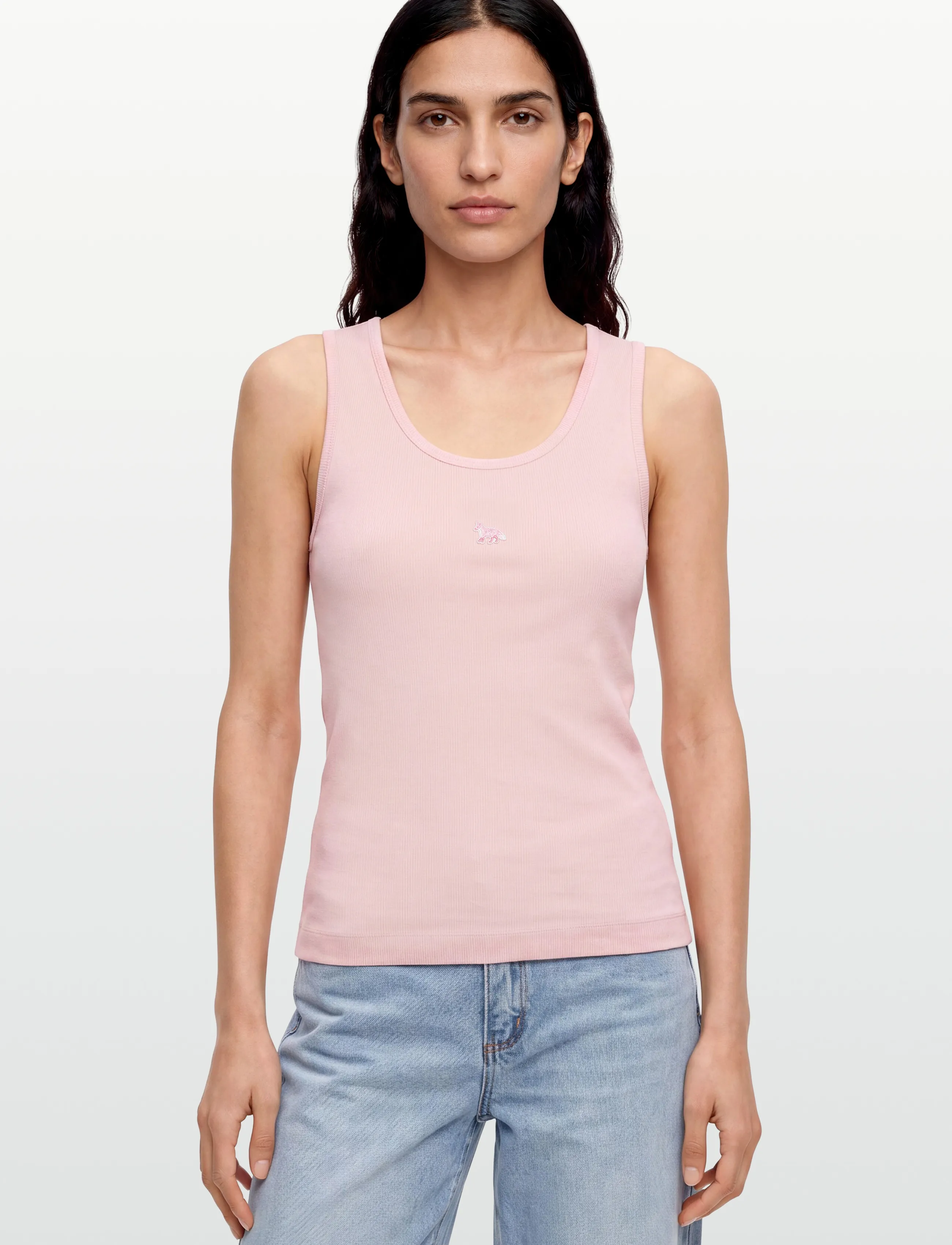 Maison Kitsune - BABY FOX PATCH RIBBED TANK TOP - varrukateta topid - rosewater - 3