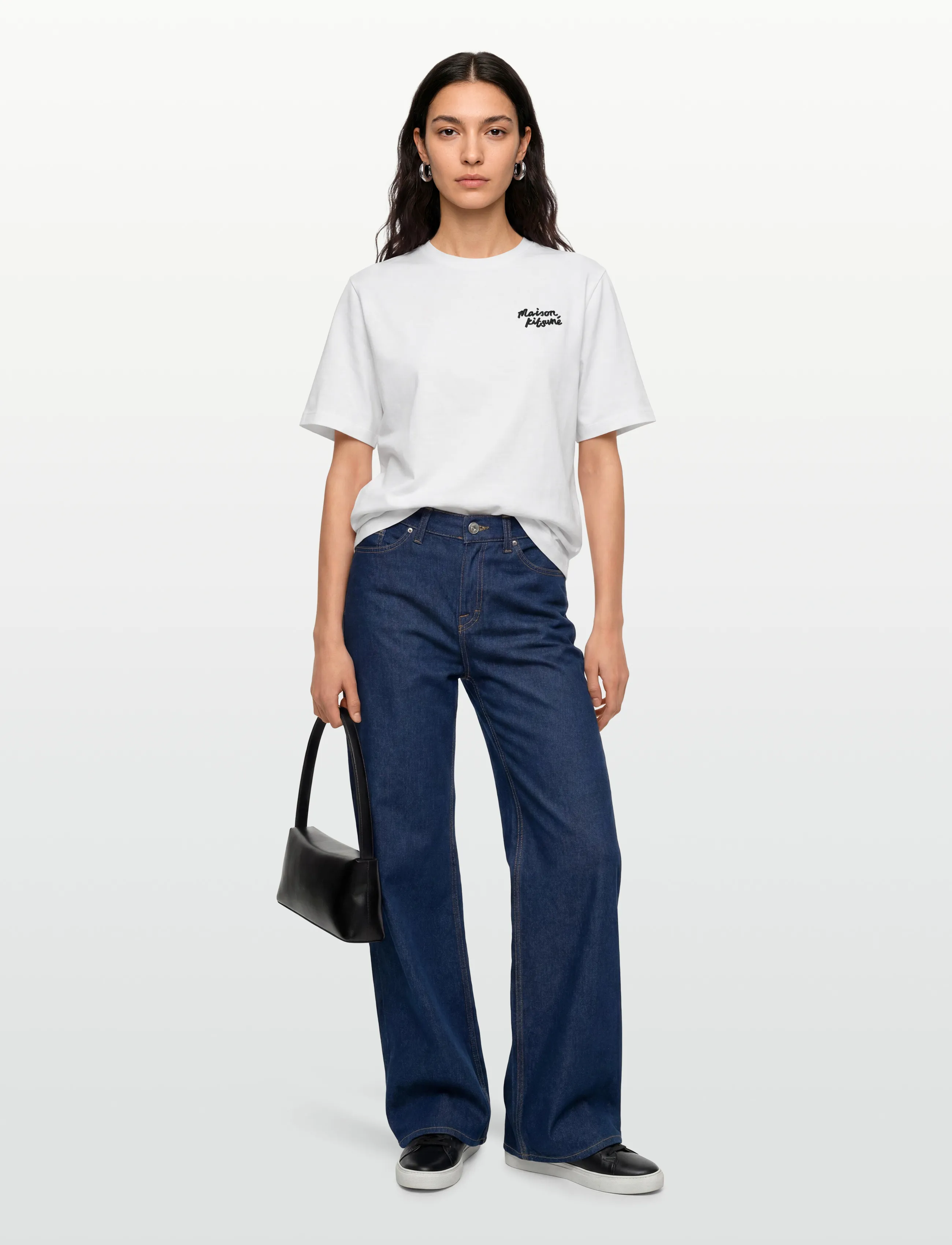Maison Kitsune MAISON KITSUNE HANDWRITING COMFORT TEE-SHIRT - T-Shirts & Tops - WHITE/BLACK / white