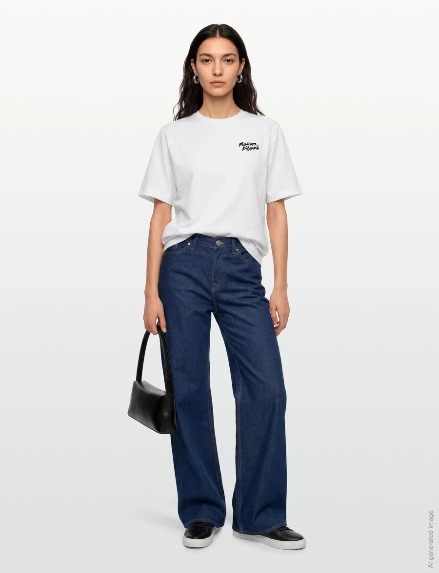 Maison Kitsune - MAISON KITSUNE HANDWRITING COMFORT TEE-SHIRT - t-shirts - white/black - 0