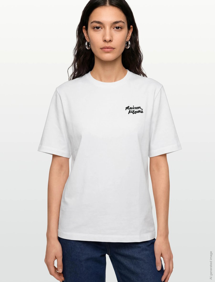 Maison Kitsune - MAISON KITSUNE HANDWRITING COMFORT TEE-SHIRT - t-shirts - white/black - 3
