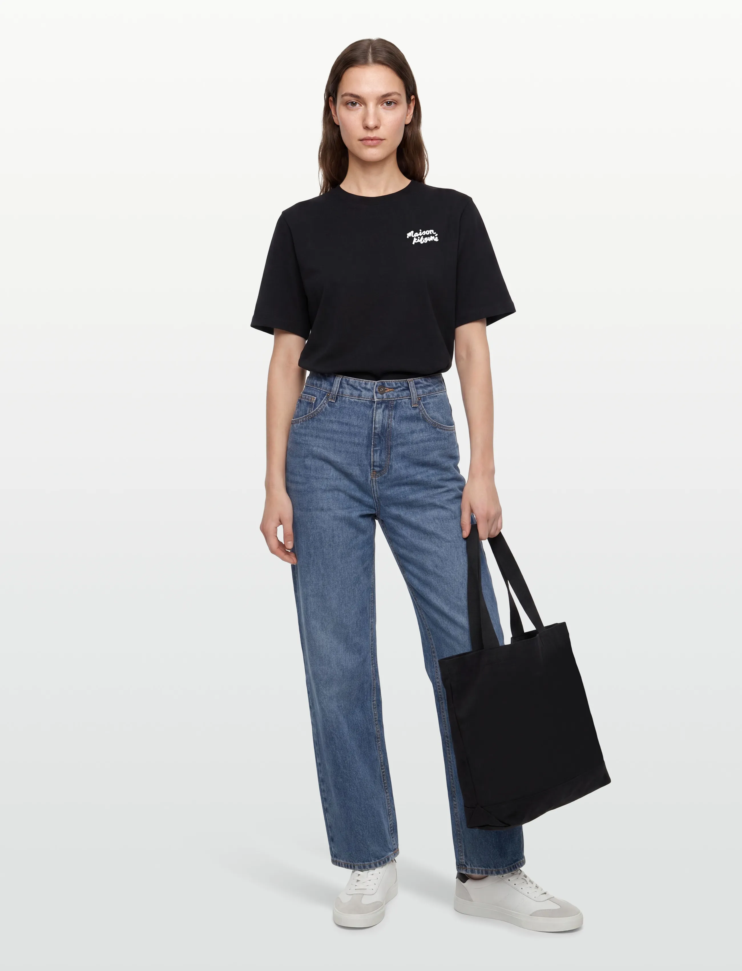 Maison Kitsune Handwriting Comfort Tee-Shirt, Komfort T-Shirt, Sort, Str: S