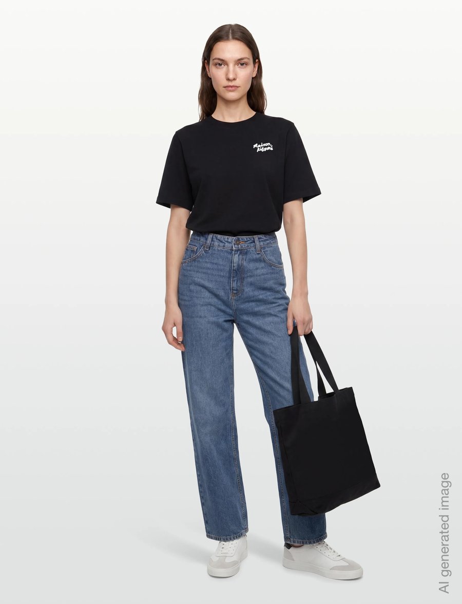 Maison Kitsune - MAISON KITSUNE HANDWRITING COMFORT TEE-SHIRT - t-särgid - black/white - 0