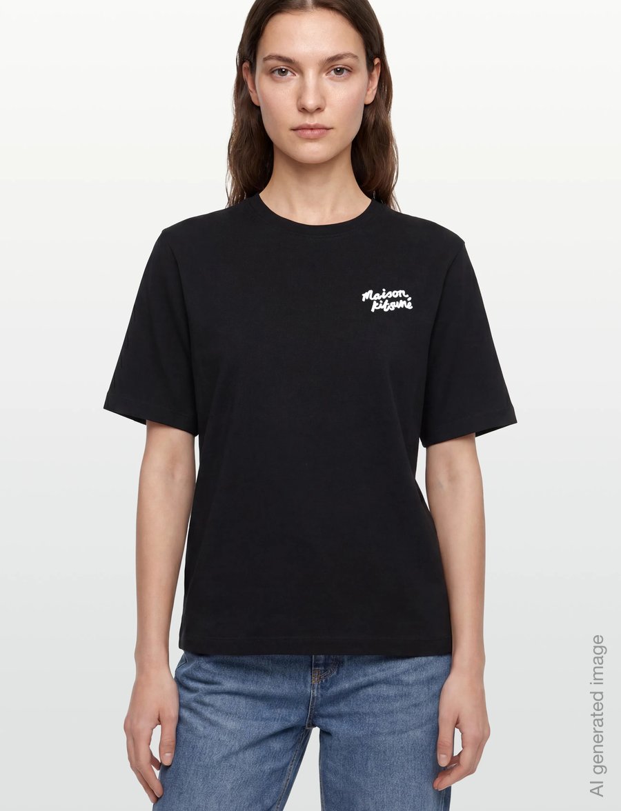 Maison Kitsune - MAISON KITSUNE HANDWRITING COMFORT TEE-SHIRT - t-särgid - black/white - 3