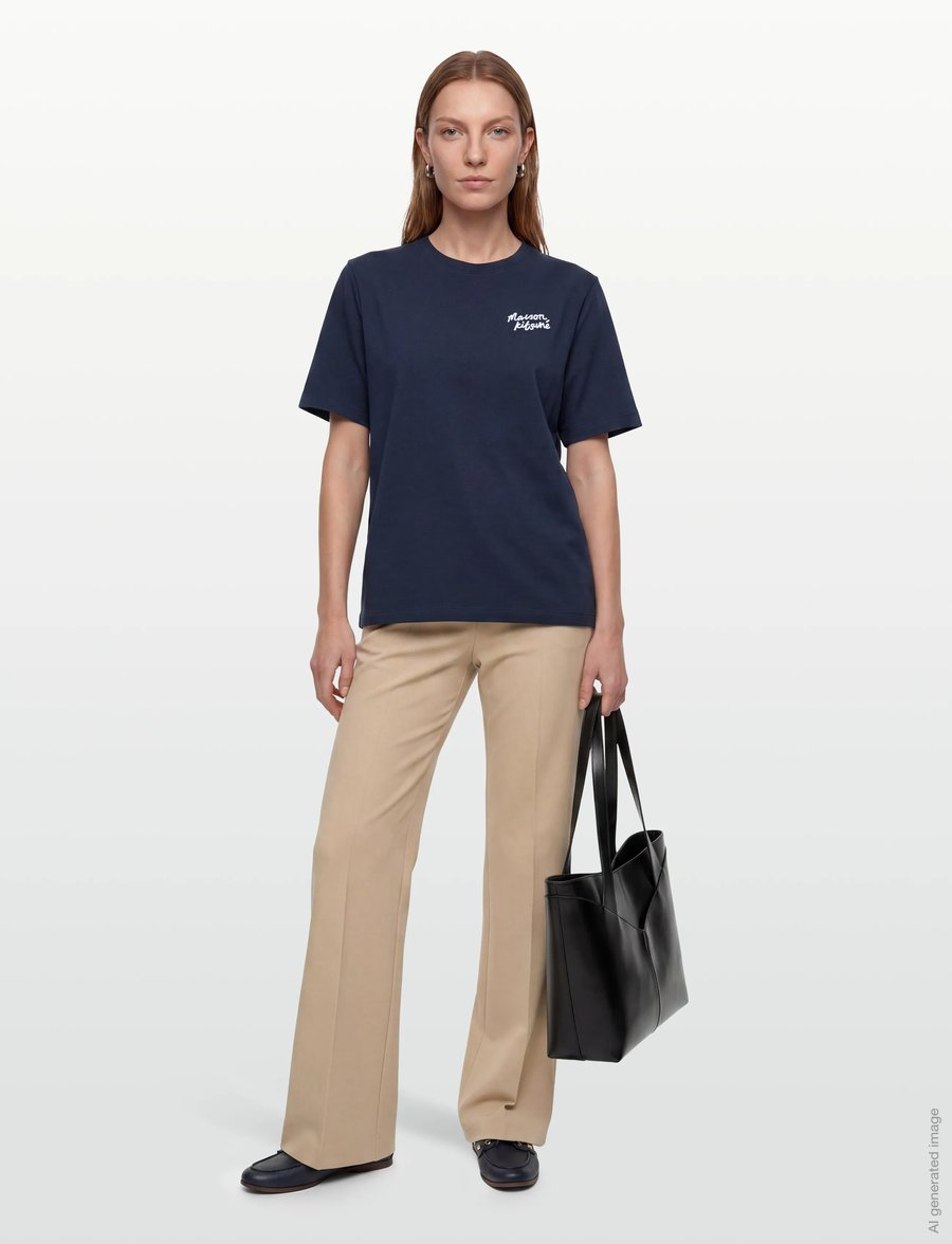 Maison Kitsune - MAISON KITSUNE HANDWRITING COMFORT TEE-SHIRT - t-shirts - ink blue - 0