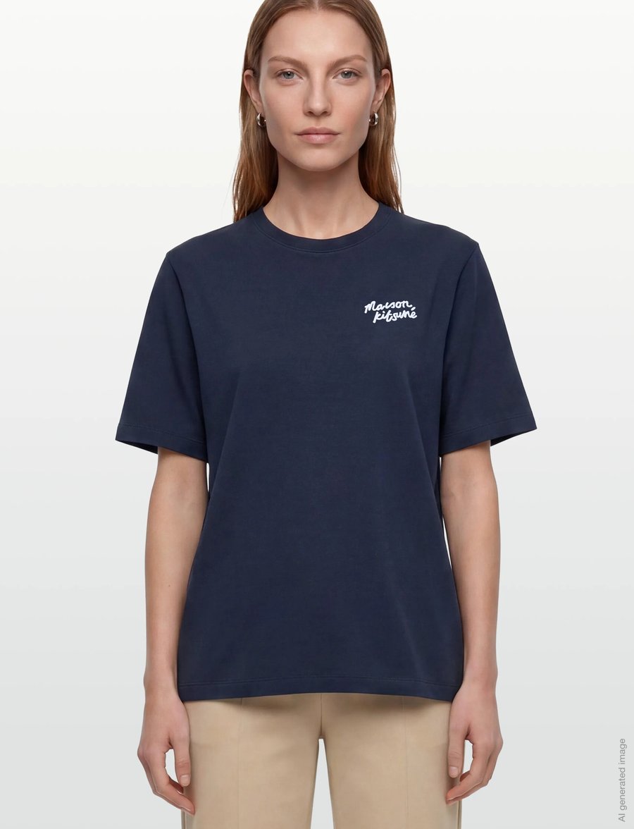 Maison Kitsune - MAISON KITSUNE HANDWRITING COMFORT TEE-SHIRT - t-shirts - ink blue - 3