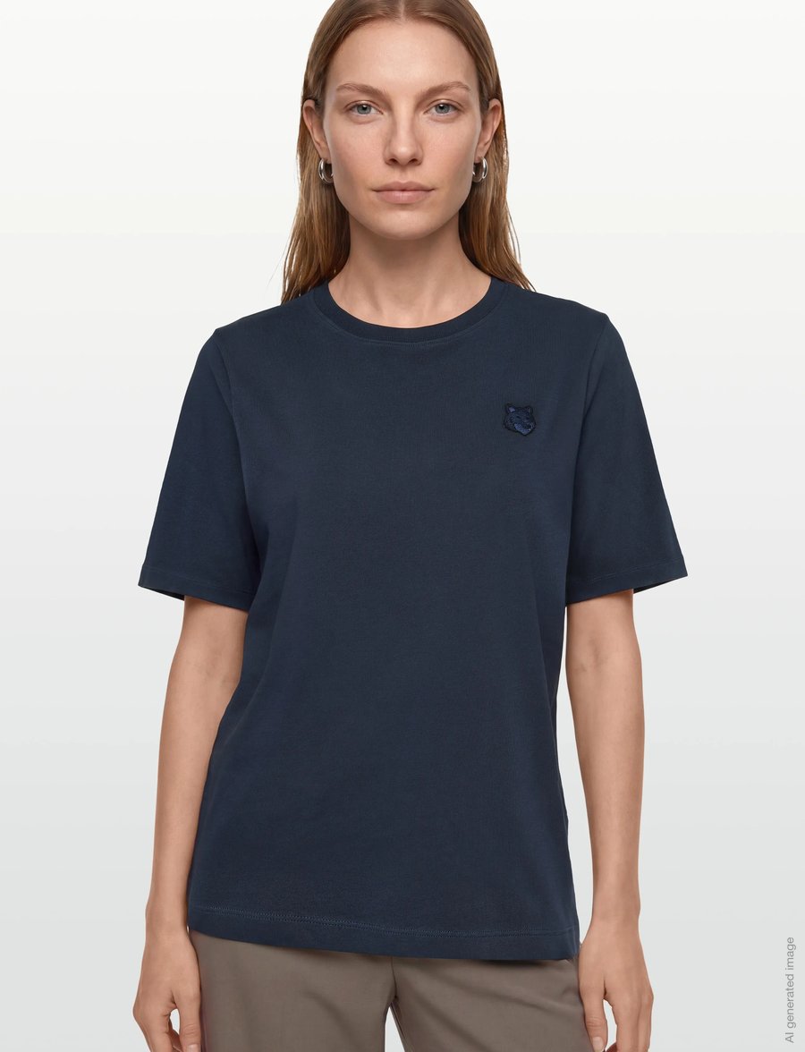 Maison Kitsune - BOLD FOX HEAD PATCH COMFORT TEE SHIRT - t-shirts - ink blue - 3