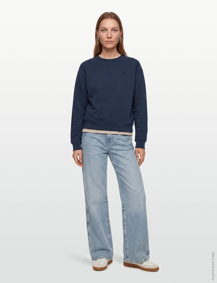 Maison Kitsune - BOLD FOX HEAD PATCH COMFORT SWEATSHIRT - sweatshirts - ink blue - 0