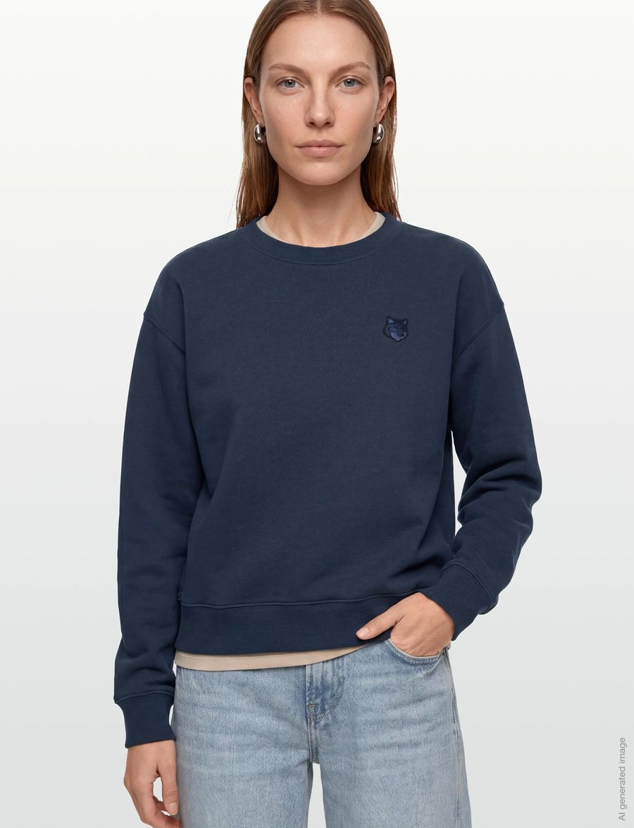 Maison Kitsune - BOLD FOX HEAD PATCH COMFORT SWEATSHIRT - sweatshirts - ink blue - 3