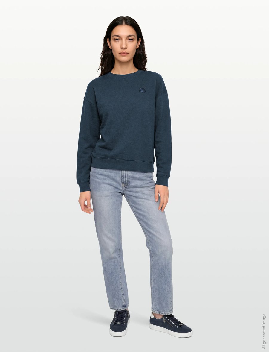 Maison Kitsune - BOLD FOX HEAD PATCH COMFORT SWEATSHIRT - sweatshirts - ink blue - 0