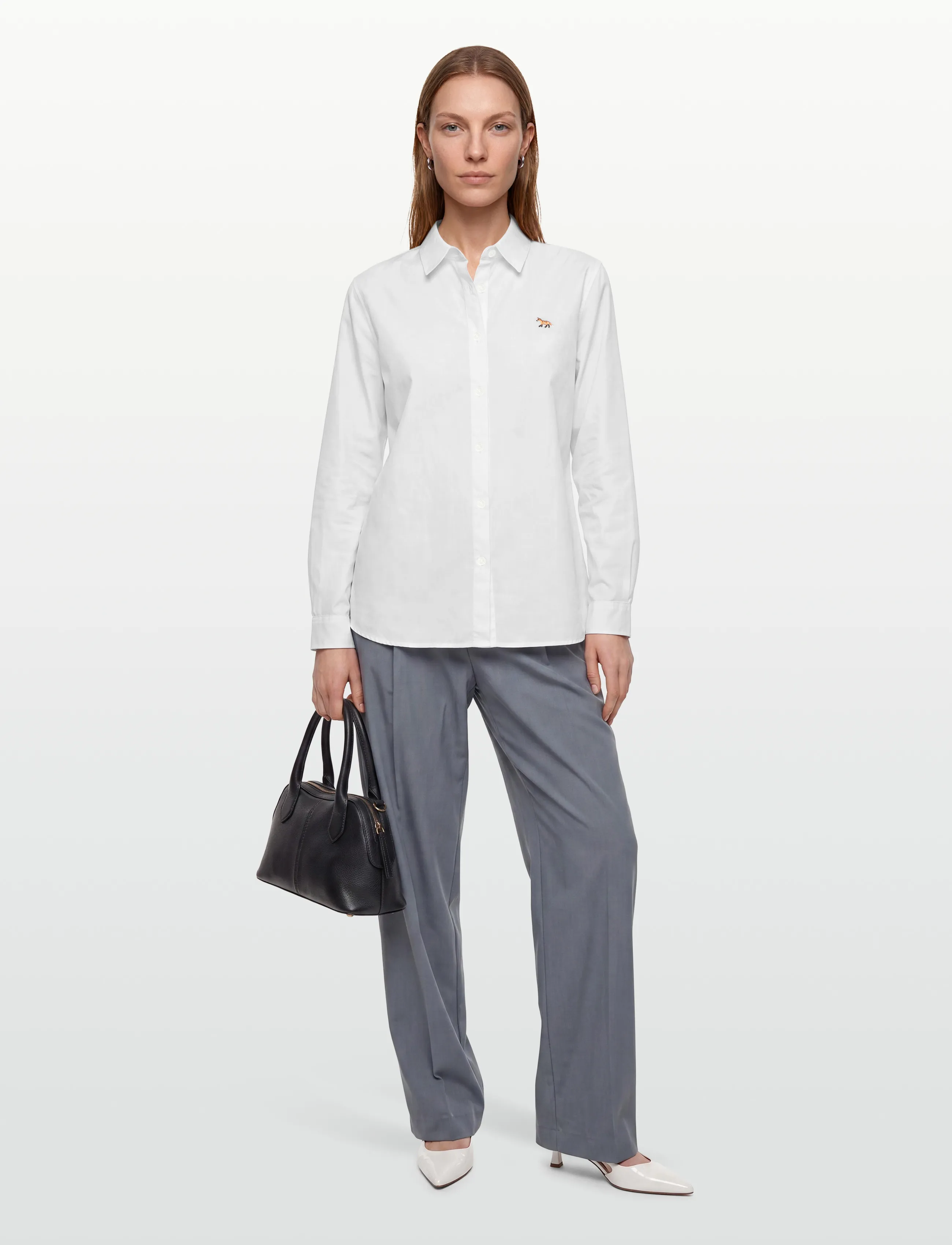 Maison Kitsune - BABY FOX CLASSIC SHIRT - pikkade varrukatega särgid - white - 0