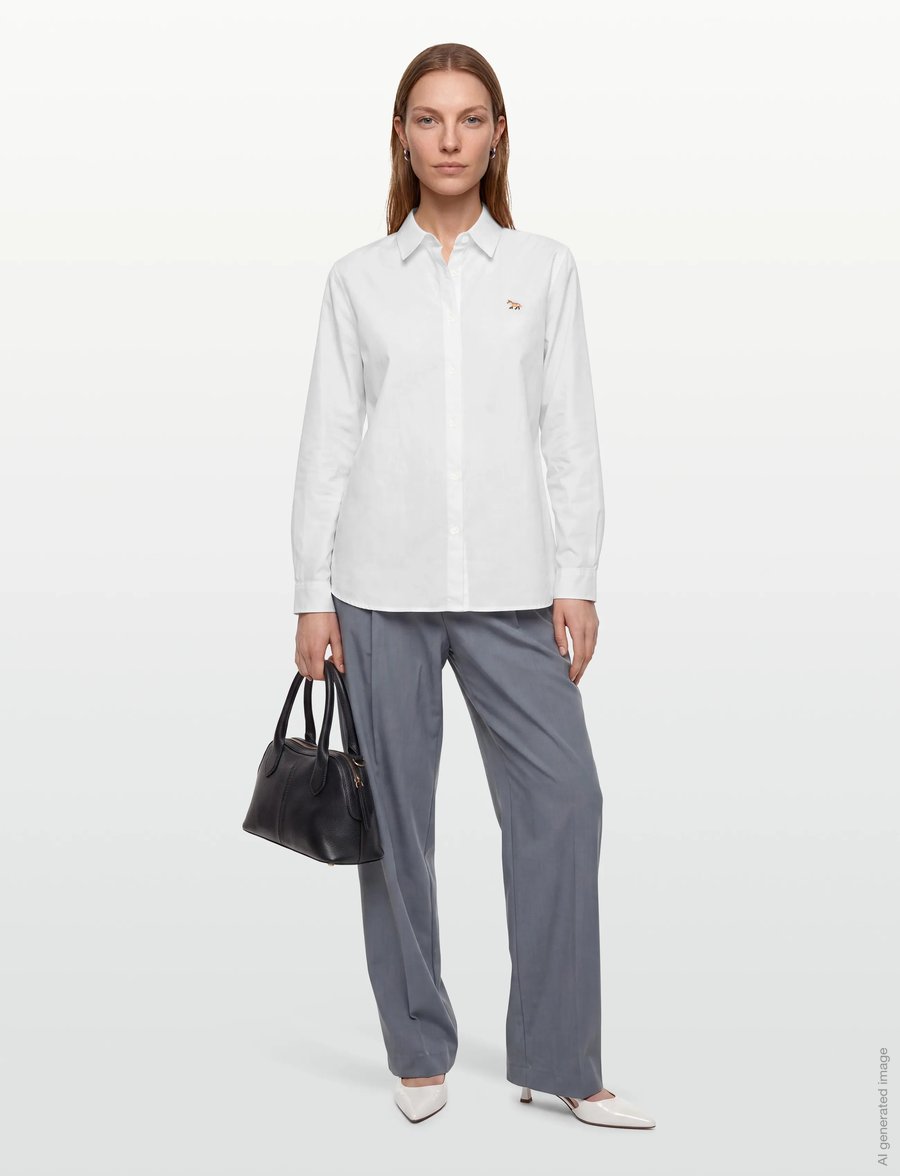 Maison Kitsune - BABY FOX CLASSIC SHIRT - pikkade varrukatega särgid - white - 0