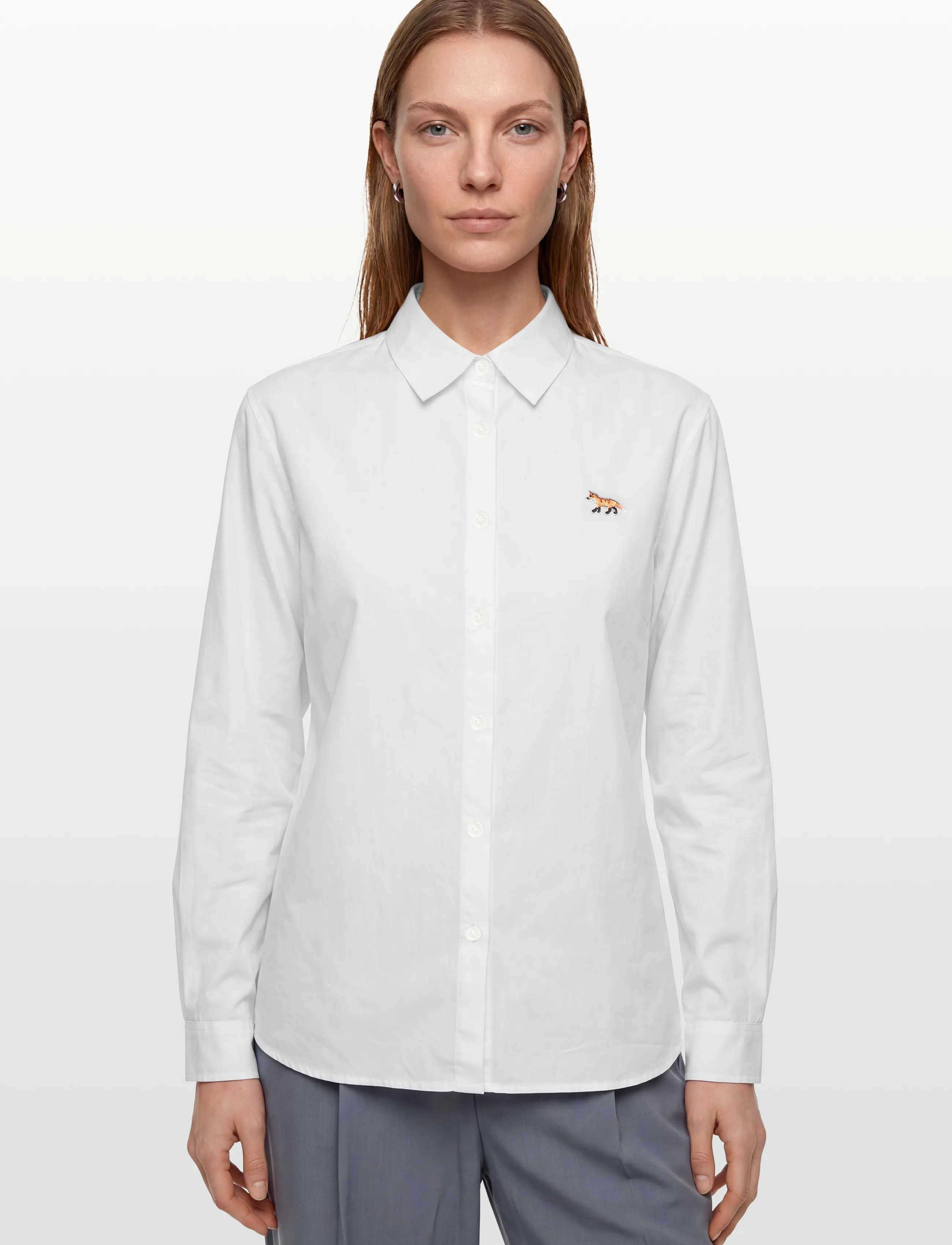 Maison Kitsune - BABY FOX CLASSIC SHIRT - pikkade varrukatega särgid - white - 3