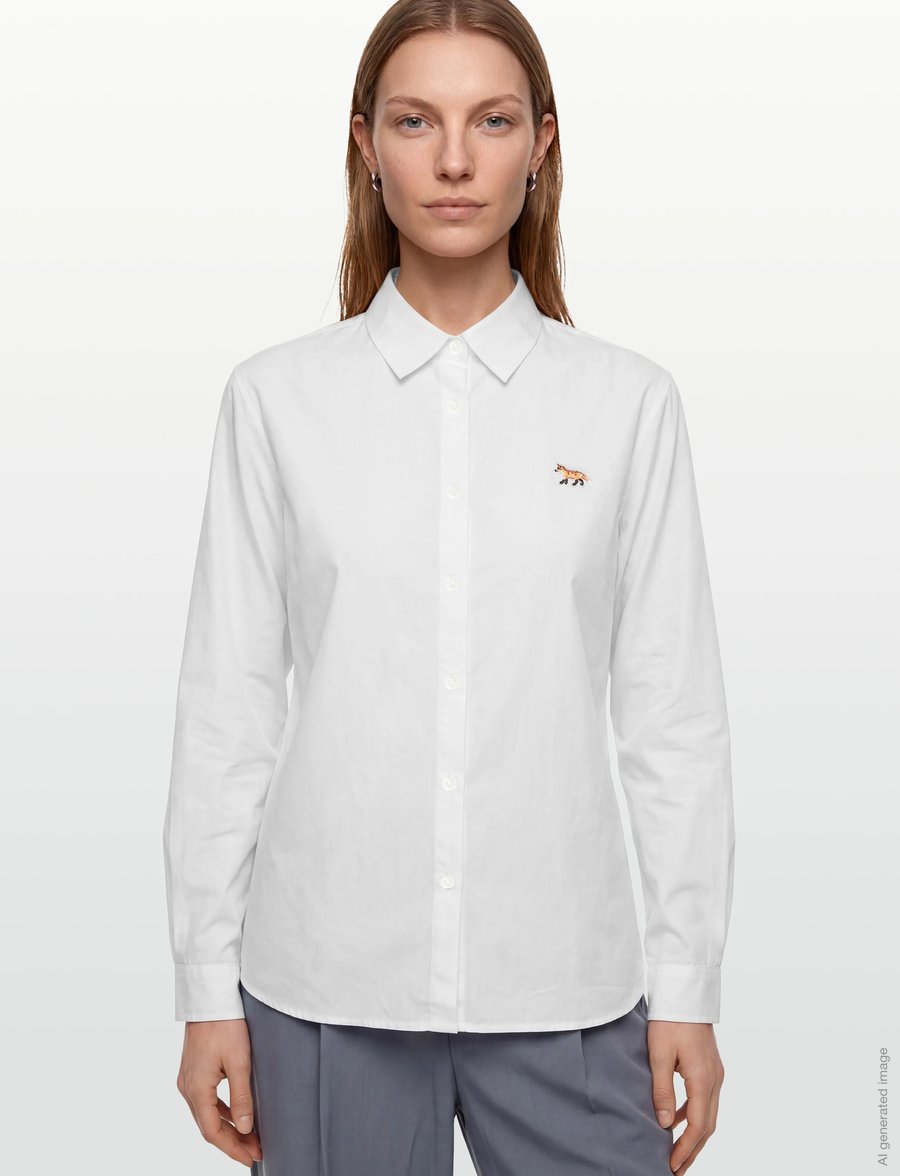 Maison Kitsune - BABY FOX CLASSIC SHIRT - pikkade varrukatega särgid - white - 3