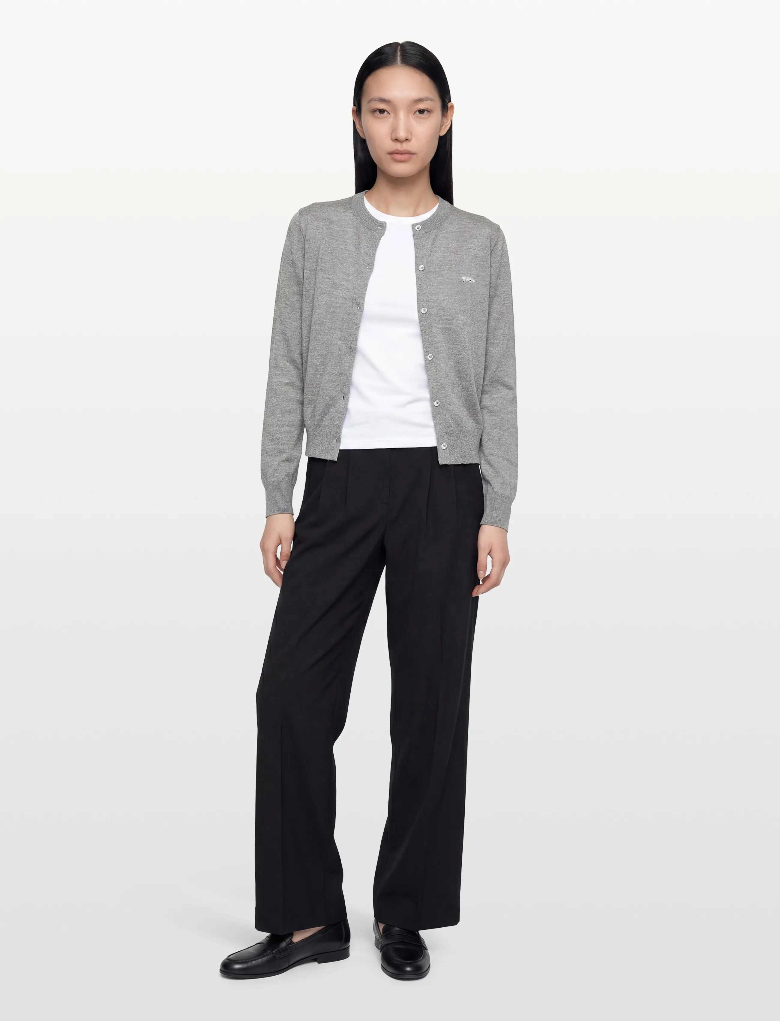 Maison Kitsune Cardigan, L, Grey, Strik > Cardigans, Dame