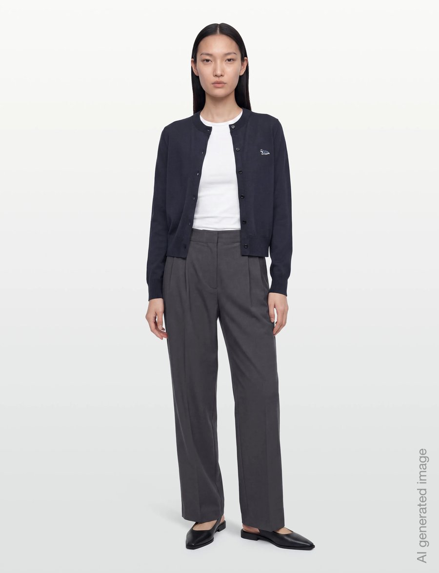 Maison Kitsune - BABY FOX PATCH REGULAR CARDIGAN - gilets - deepnavy - 0