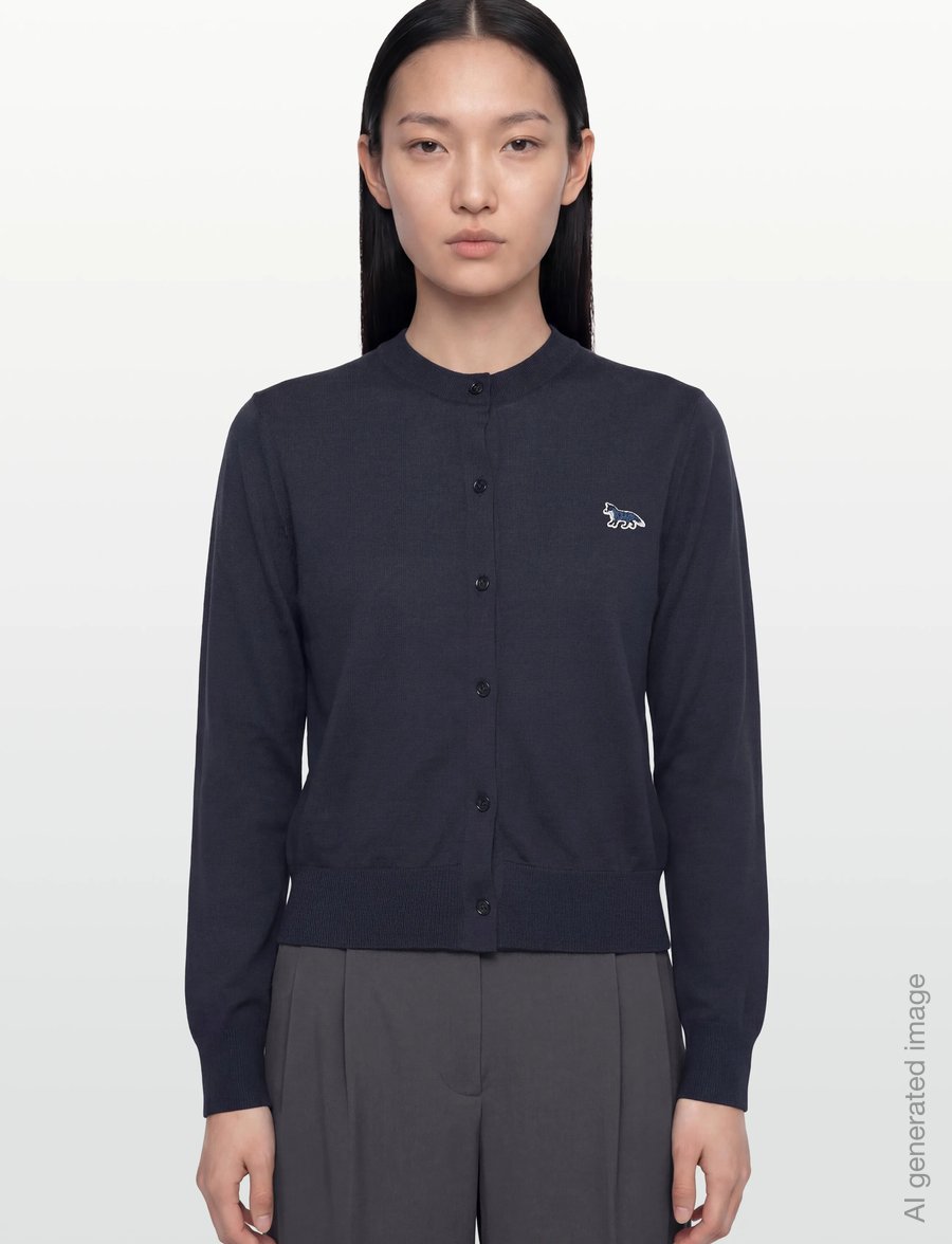 Maison Kitsune - BABY FOX PATCH REGULAR CARDIGAN - gilets - deepnavy - 3