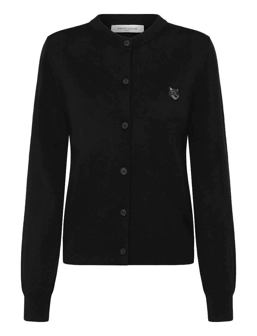 Maison Kitsune - BOLD FOX HEAD PATCH REGULAR CARDIGAN - kardiganid - black - 0