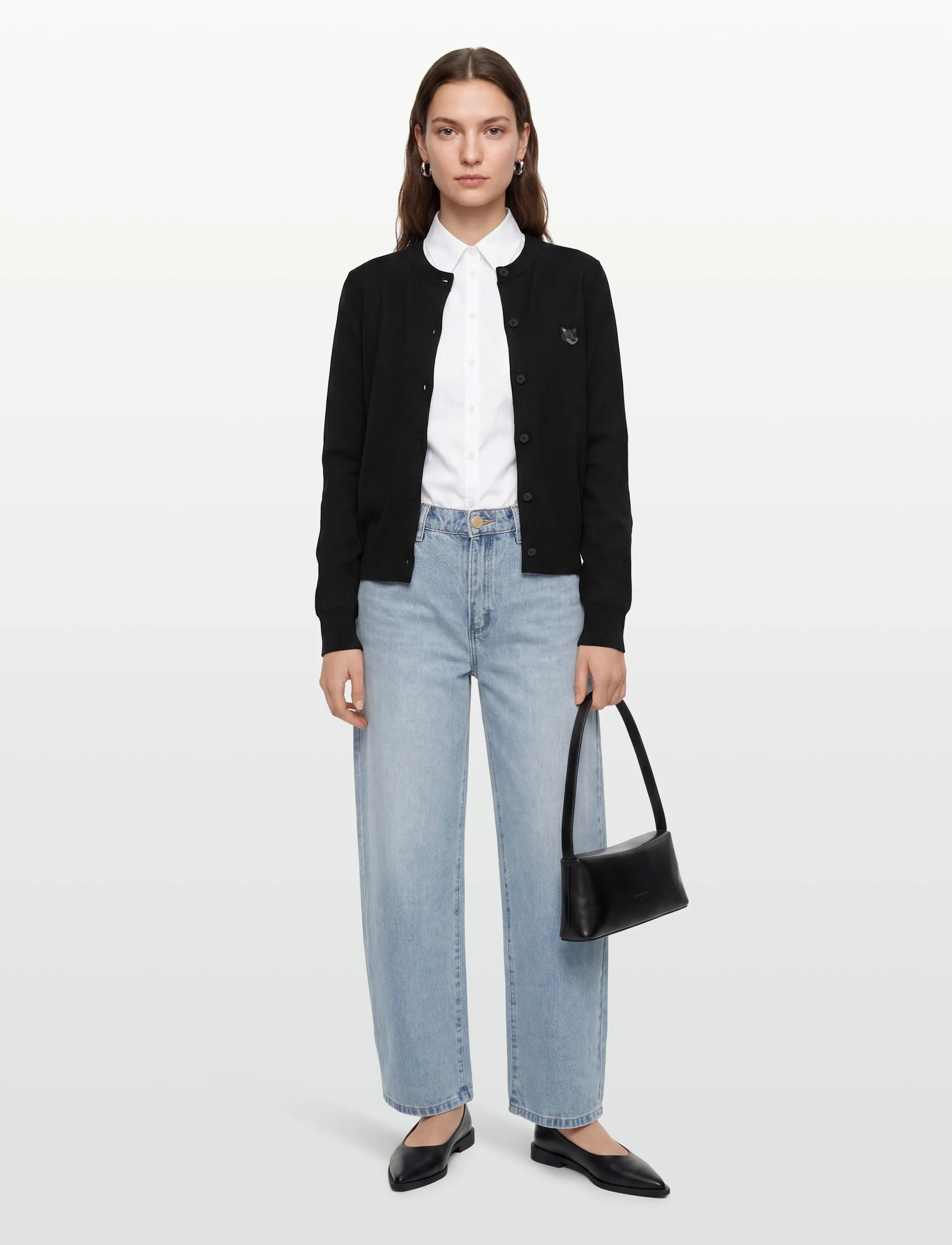 Maison Kitsune - BOLD FOX HEAD PATCH REGULAR CARDIGAN - koftor - black - 0