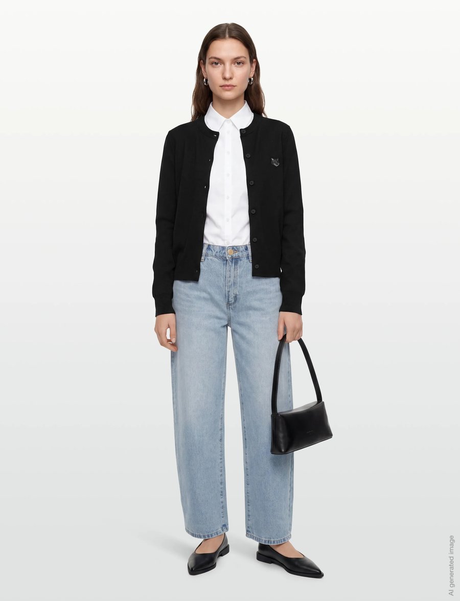 Maison Kitsune - BOLD FOX HEAD PATCH REGULAR CARDIGAN - koftor - black - 0